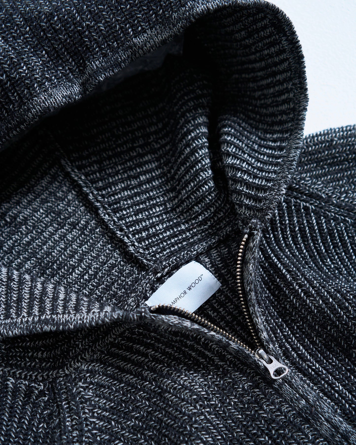 double zip mix yarn knit hoodie