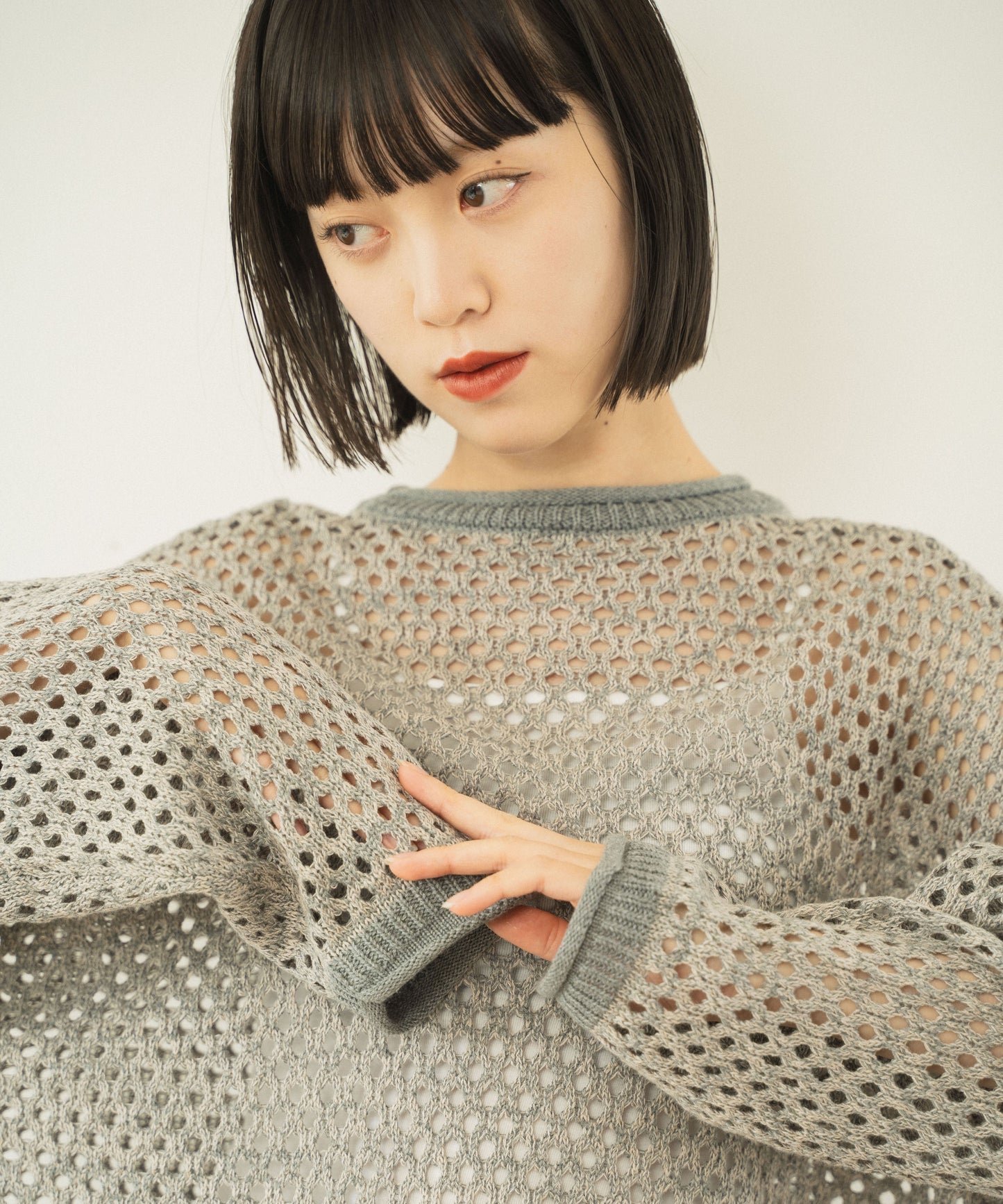 mech knit bicolor tops