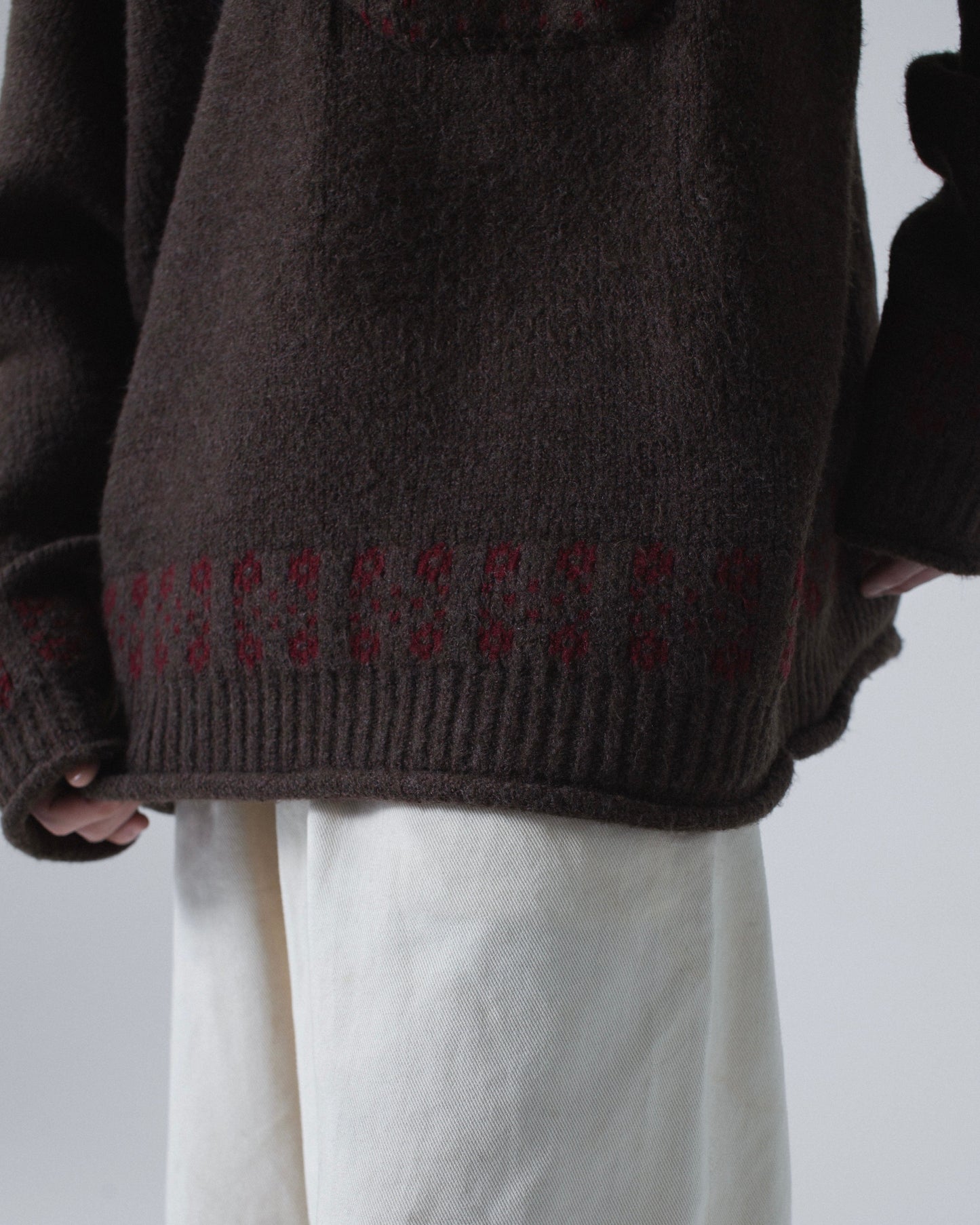 big pocket fair isle line heavy sweater