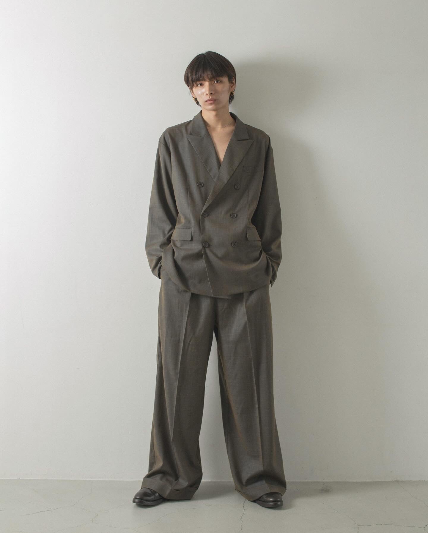 double breasted chambray tailored jacket
