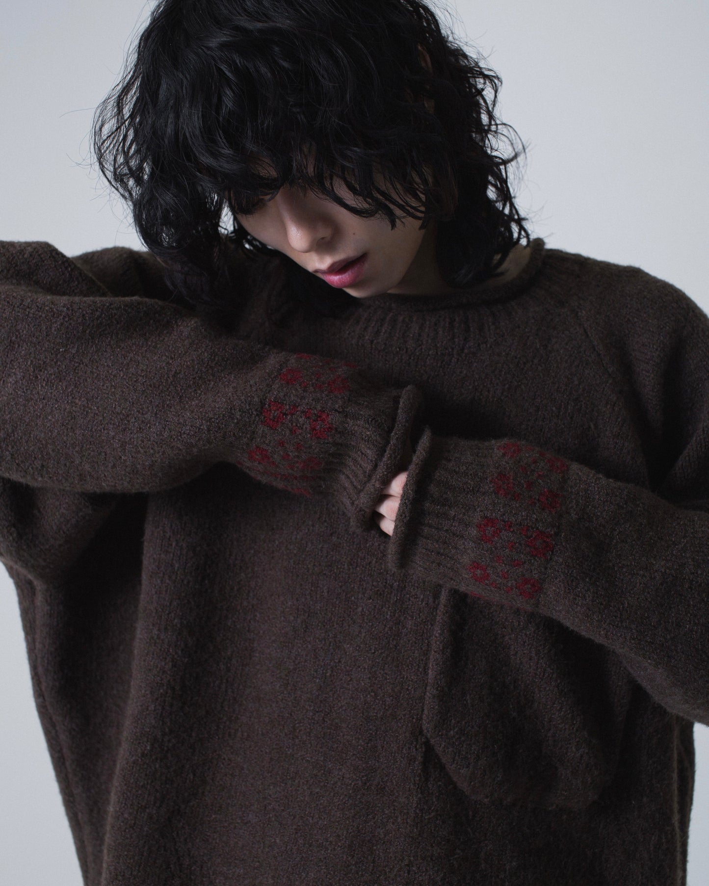 big pocket fair isle line heavy sweater