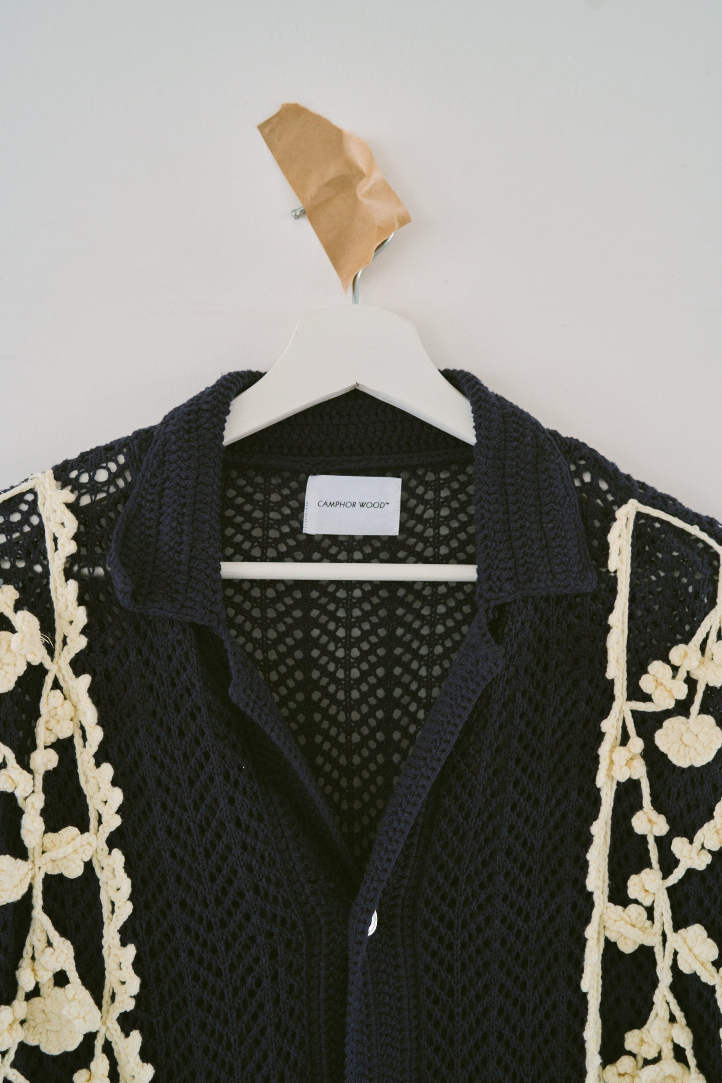 hand knit flower line Cuba shirt cardigan