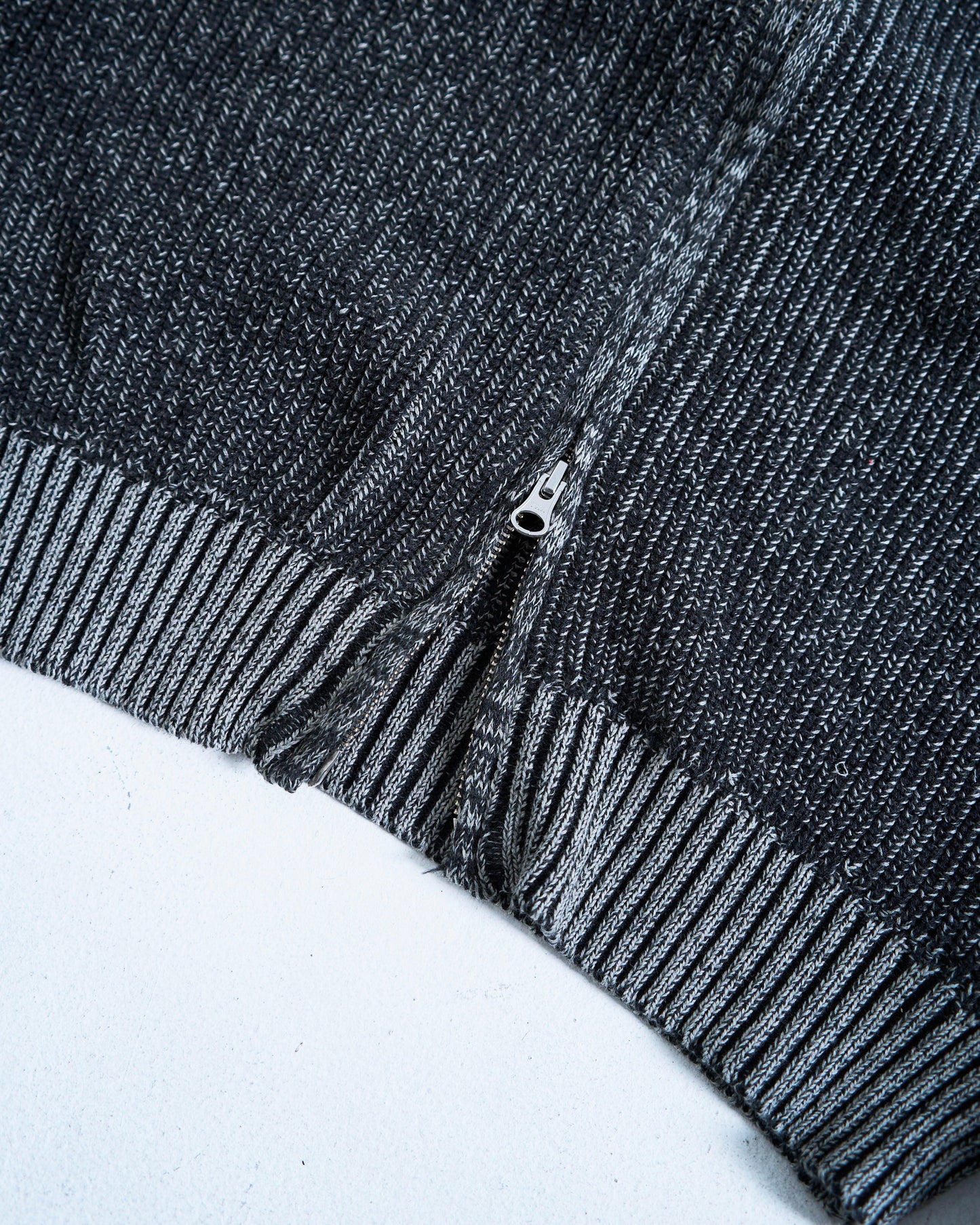 double zip mix yarn knit hoodie