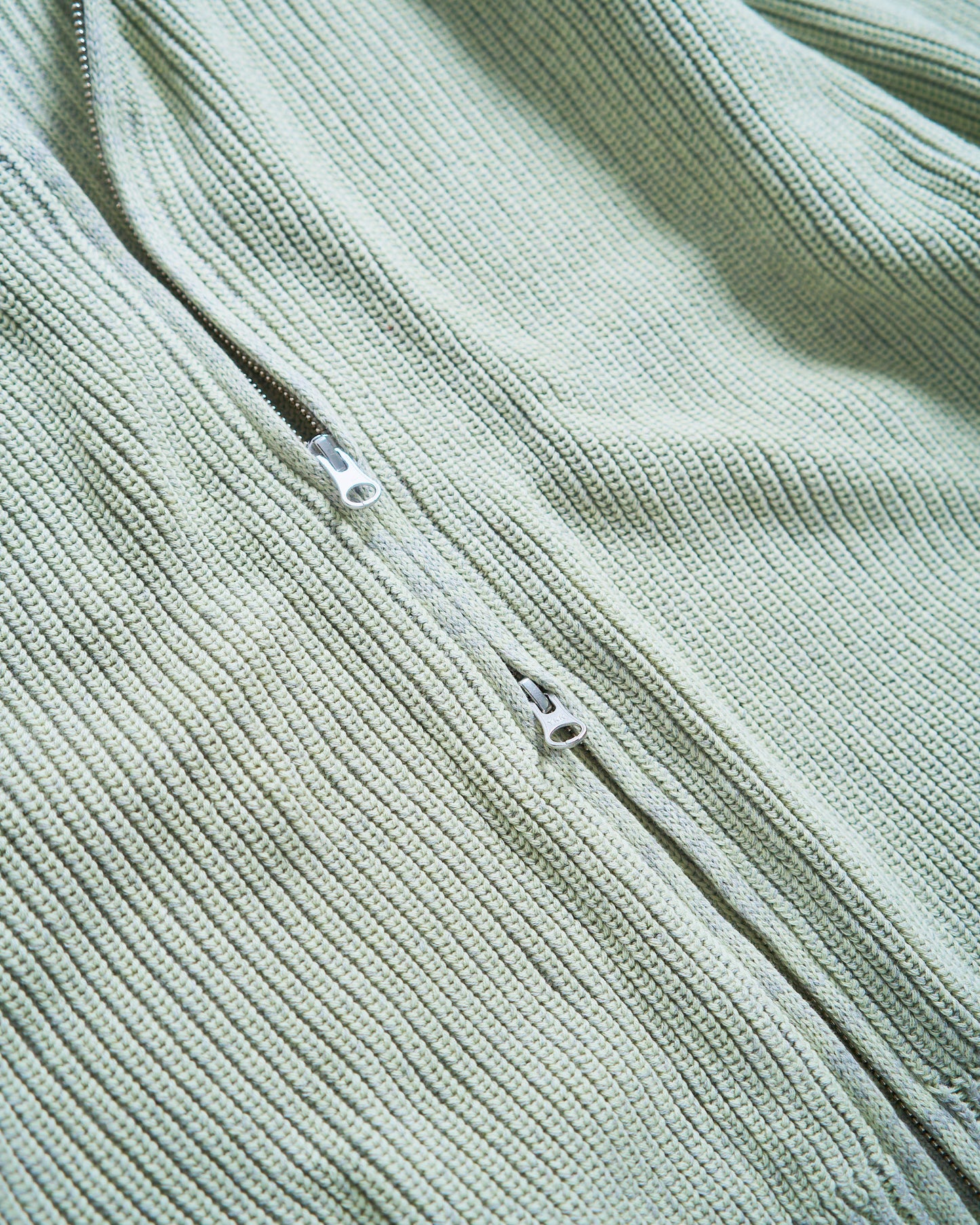 double zip mix yarn knit hoodie