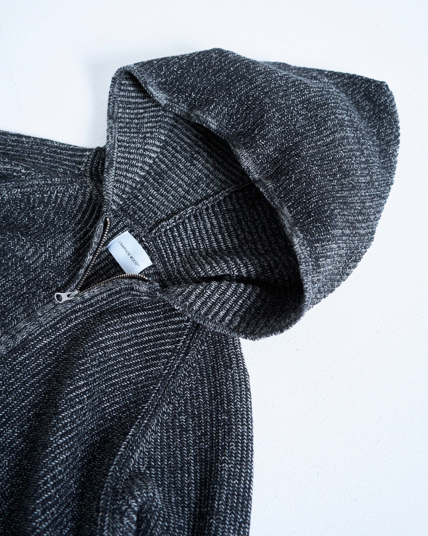 double zip mix yarn knit hoodie