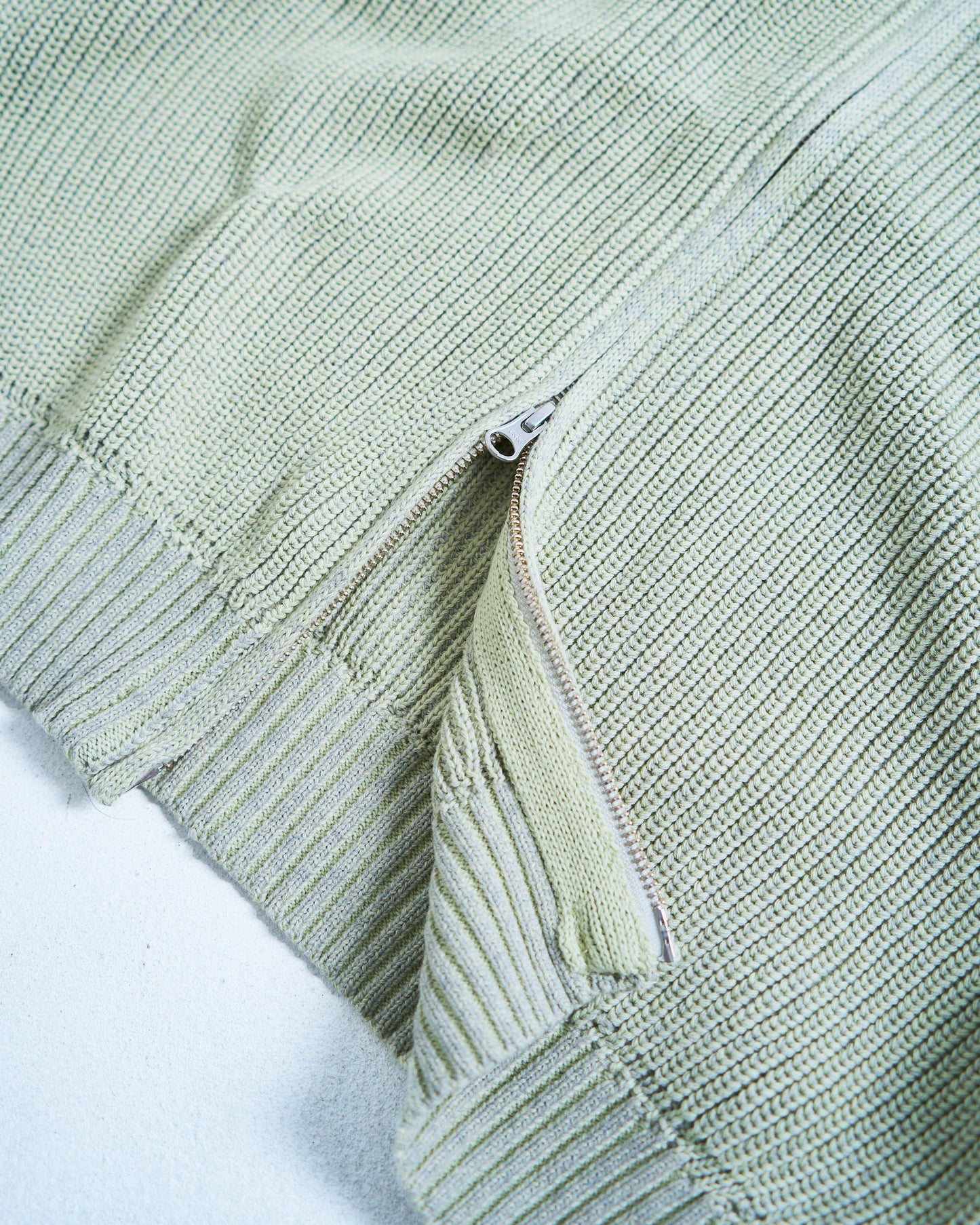 double zip mix yarn knit hoodie