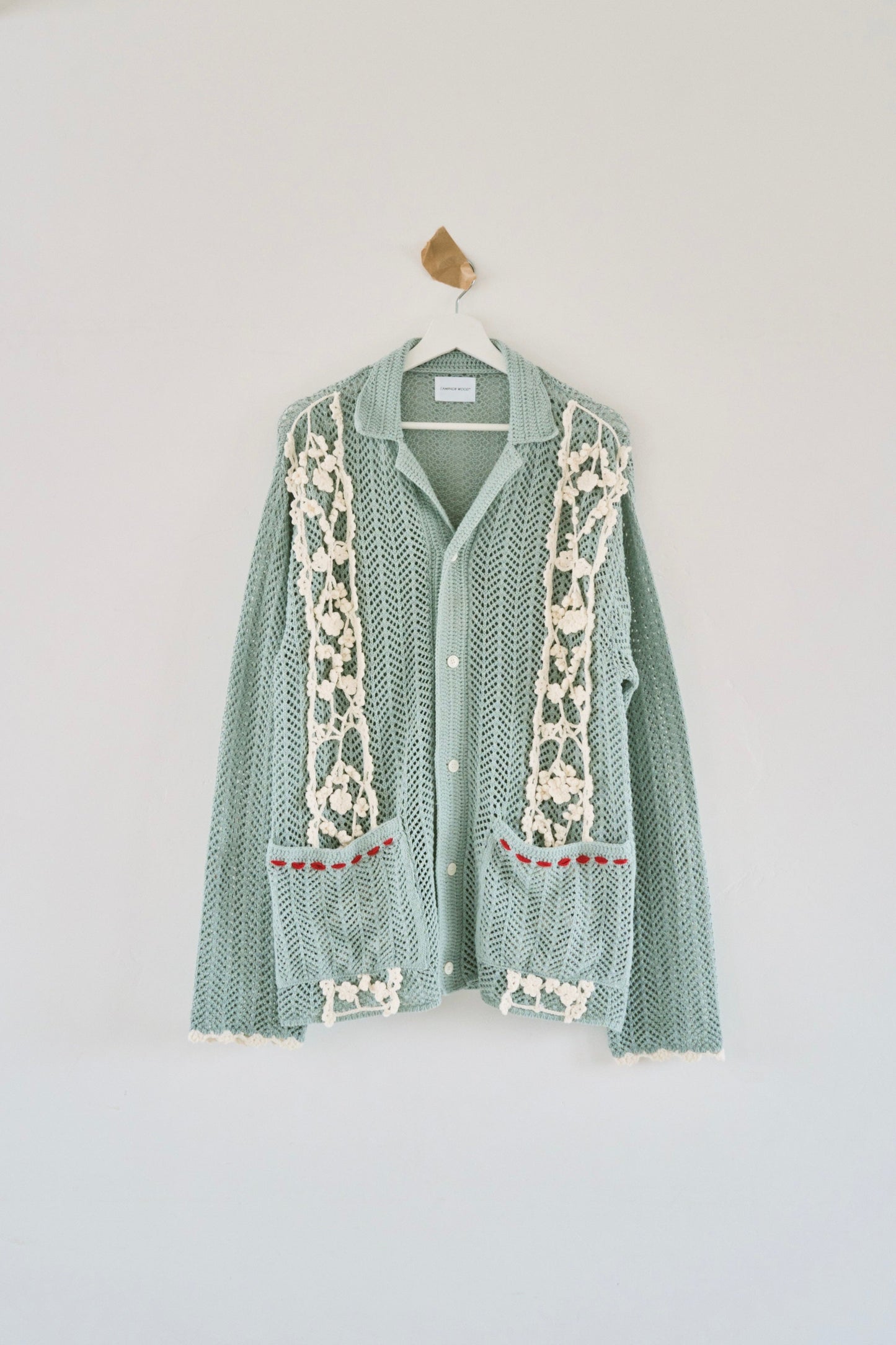 hand knit flower line Cuba shirt cardigan