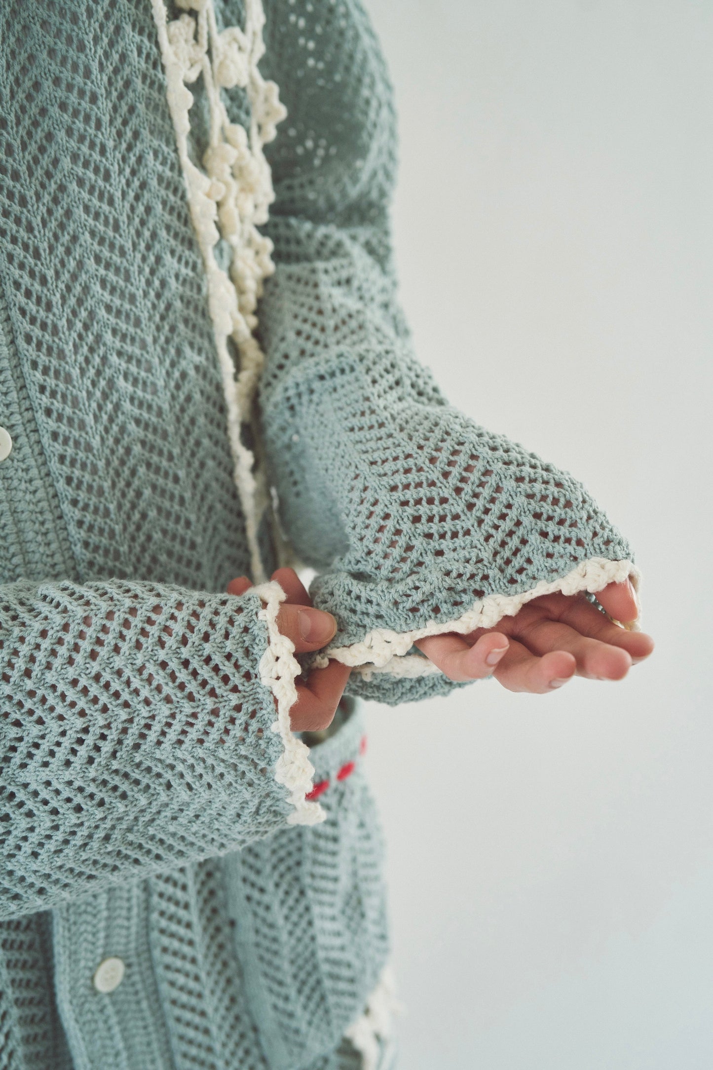 hand knit flower line Cuba shirt cardigan