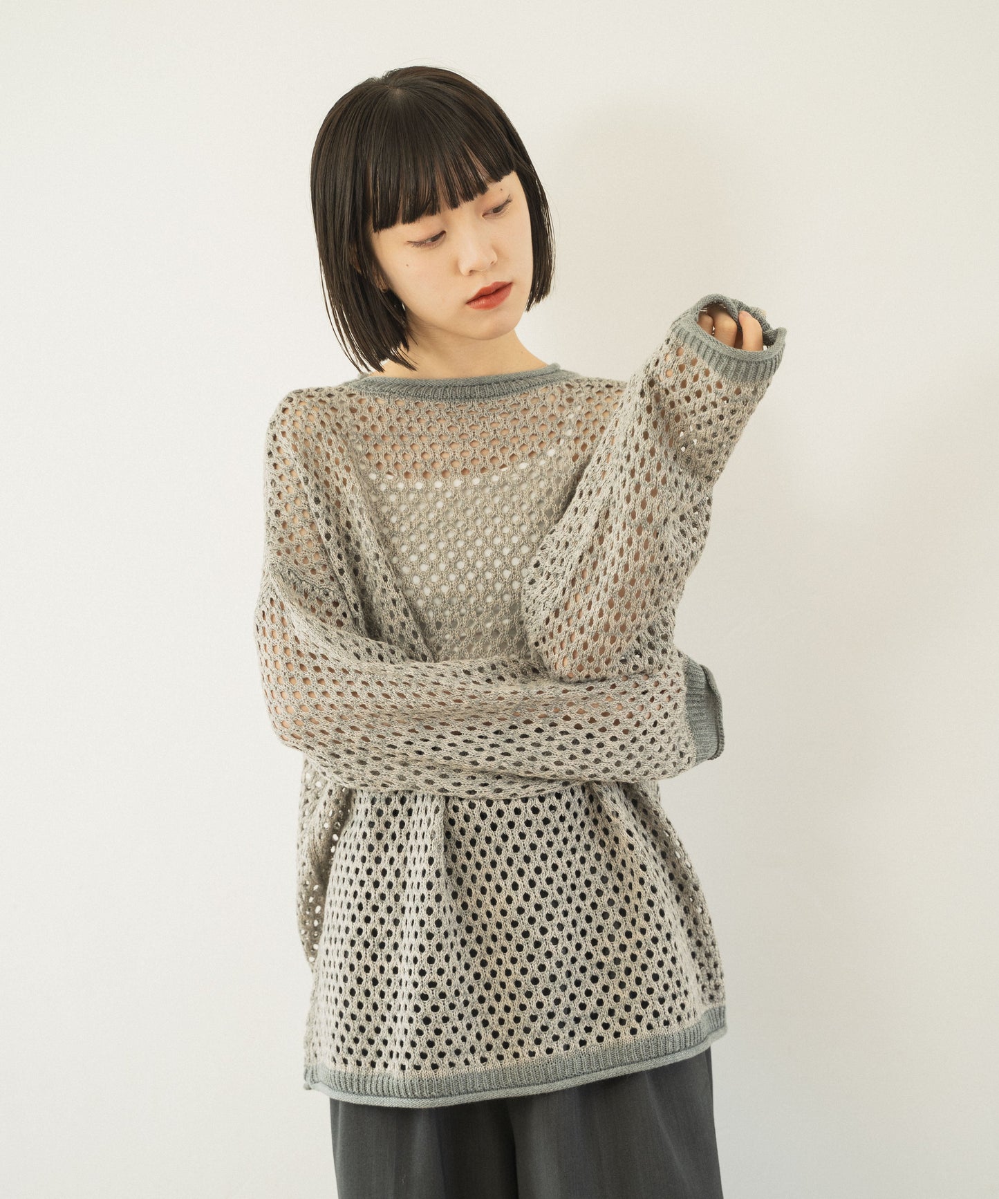 mech knit bicolor tops