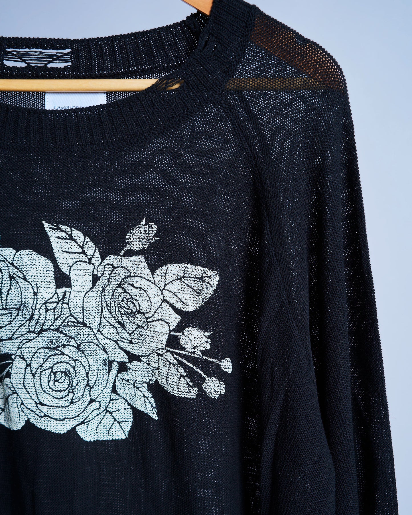 flower paint broken long sleeve sheer sweater