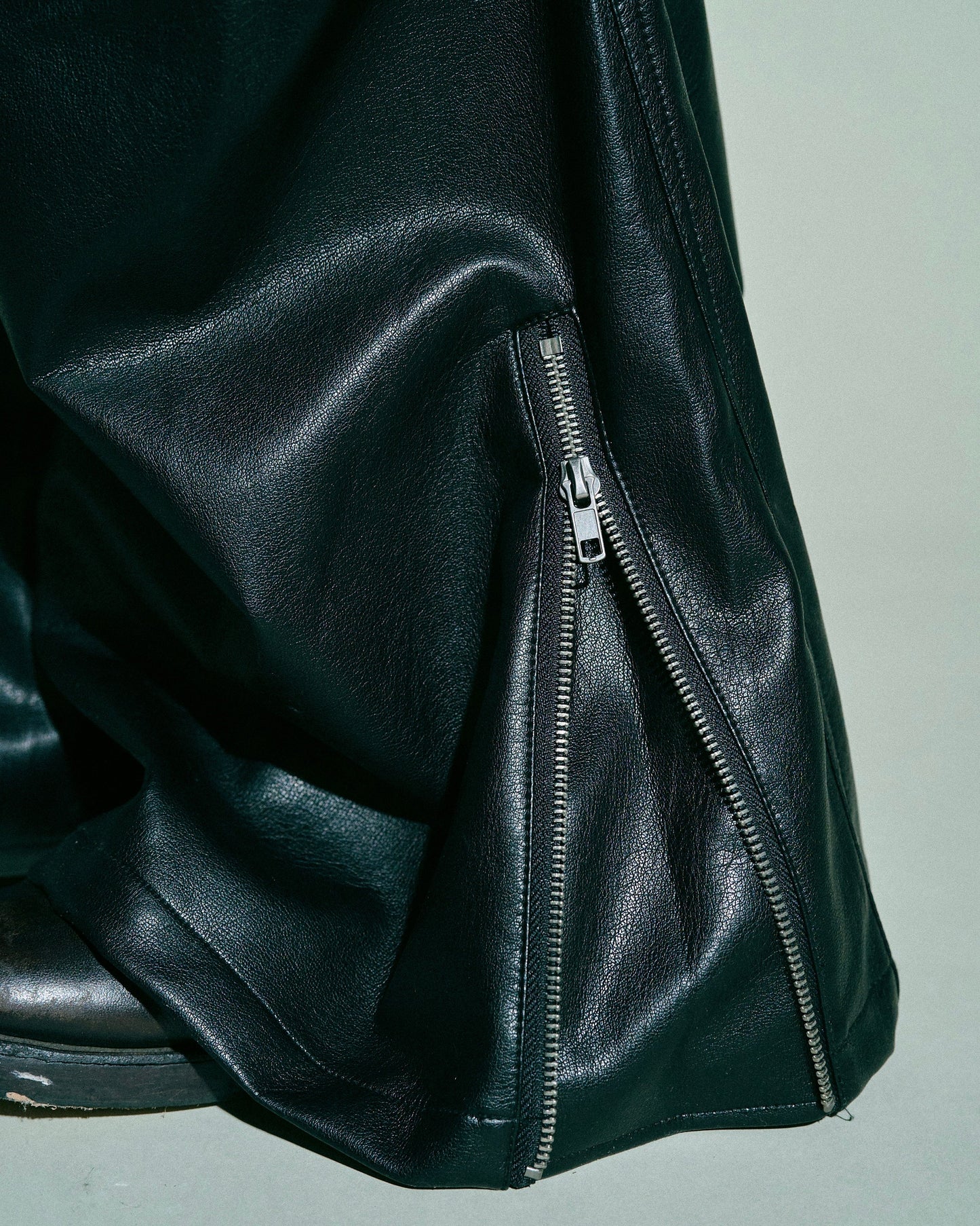 wide baggy faux leather parachute cargo trouser