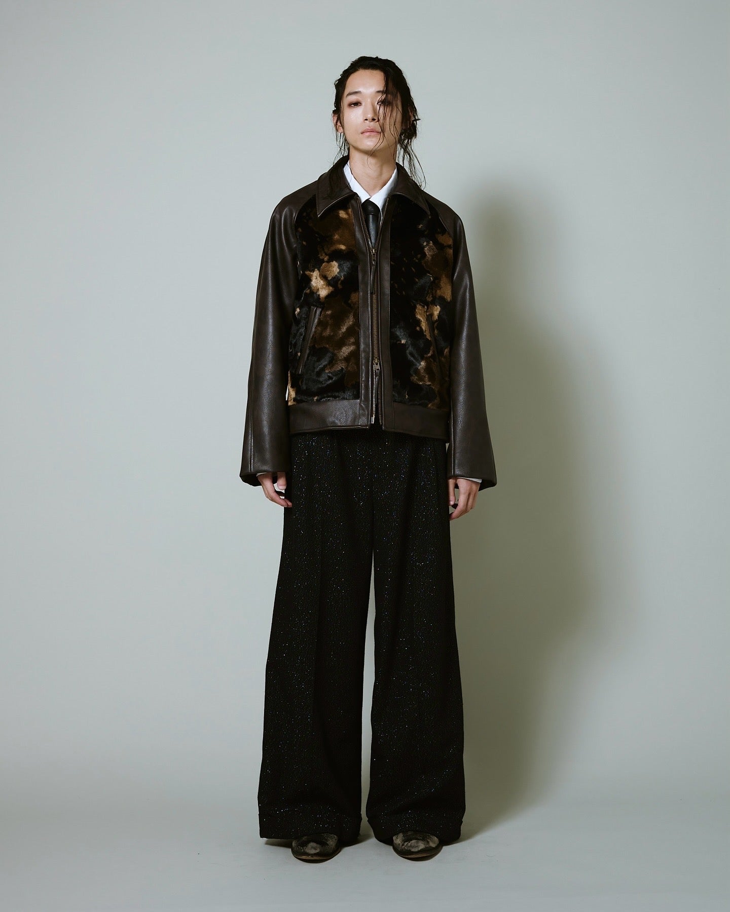 faux haircalf leather jacket