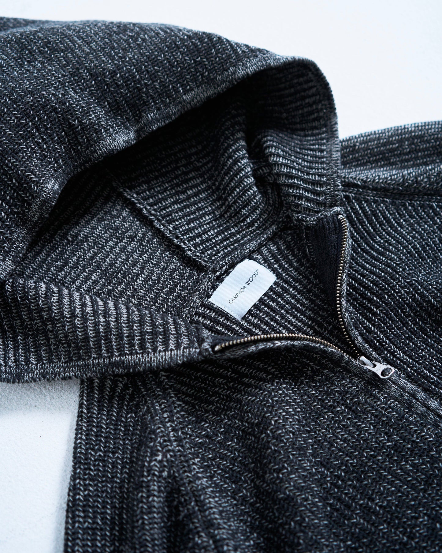 double zip mix yarn knit hoodie