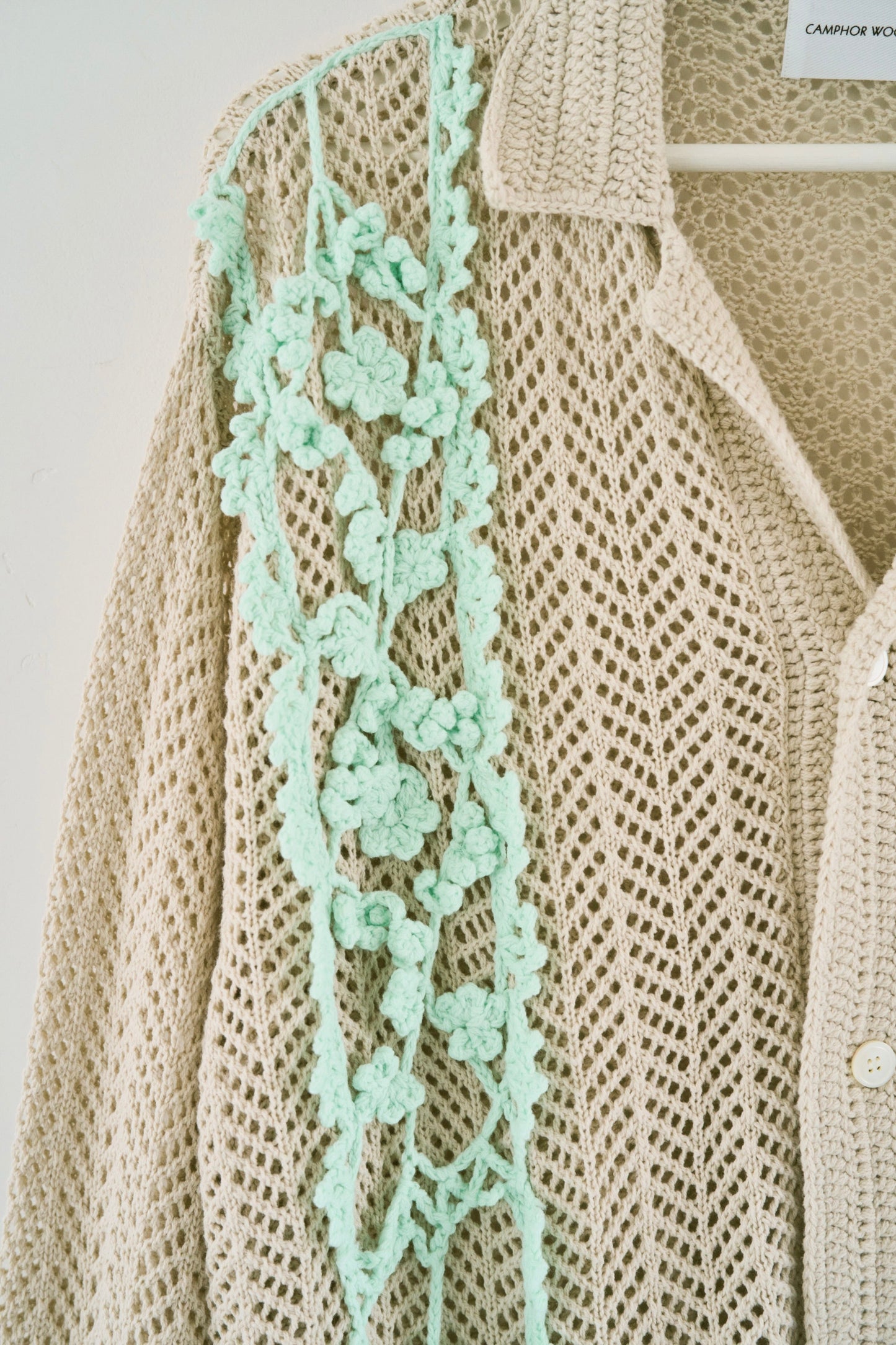 hand knit flower line Cuba shirt cardigan