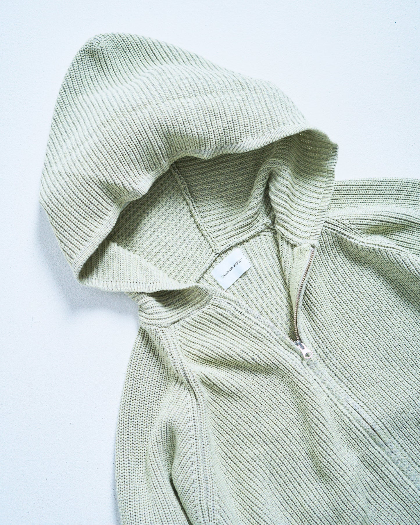double zip mix yarn knit hoodie