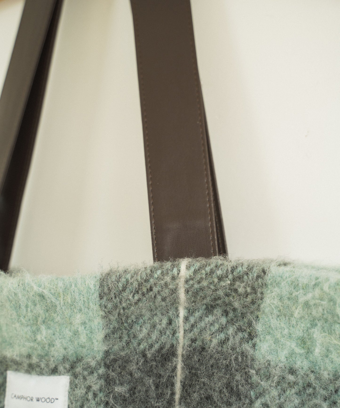 mohair mix check big tote bag