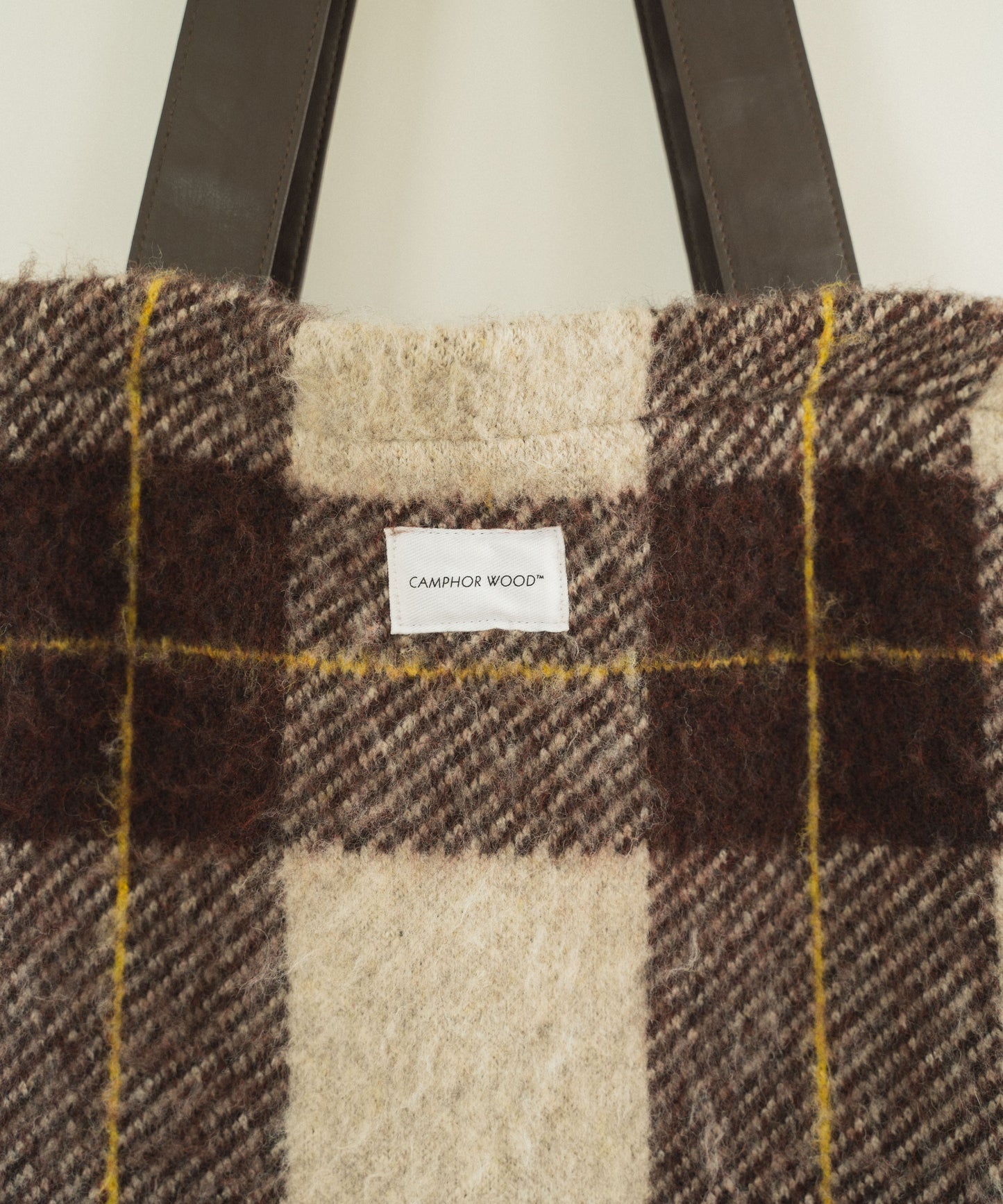 mohair mix check big tote bag