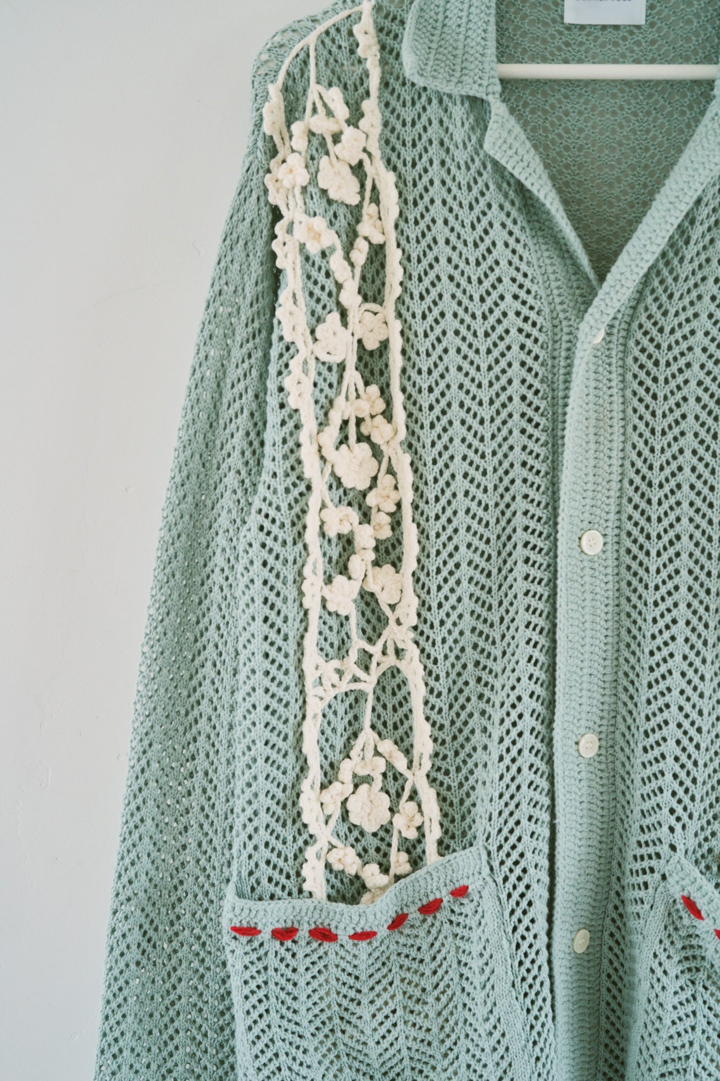 hand knit flower line Cuba shirt cardigan