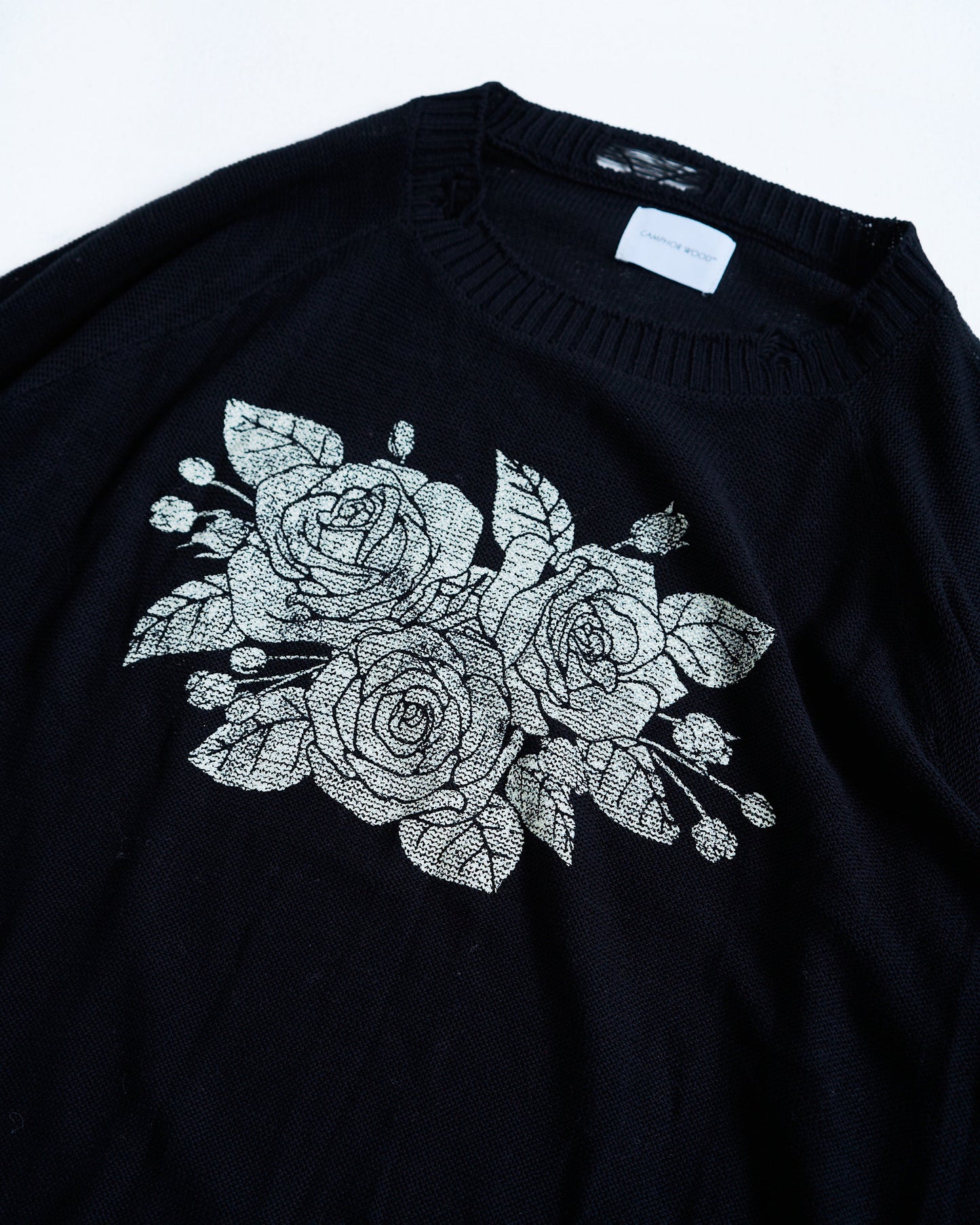 flower paint broken long sleeve sheer sweater