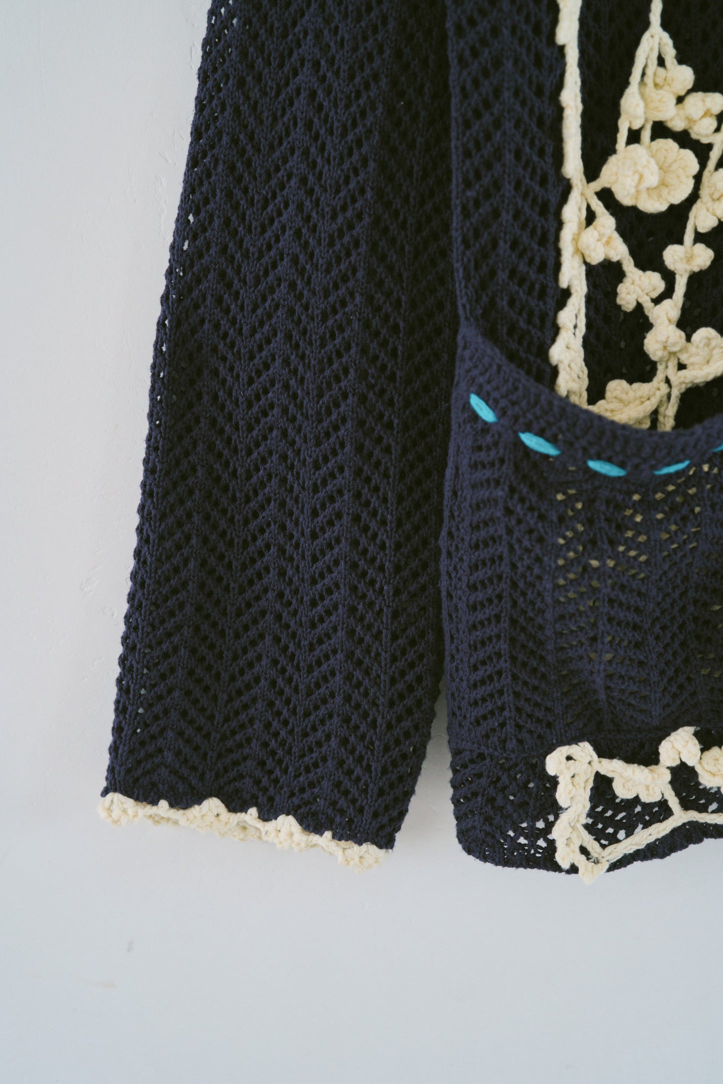 hand knit flower line Cuba shirt cardigan