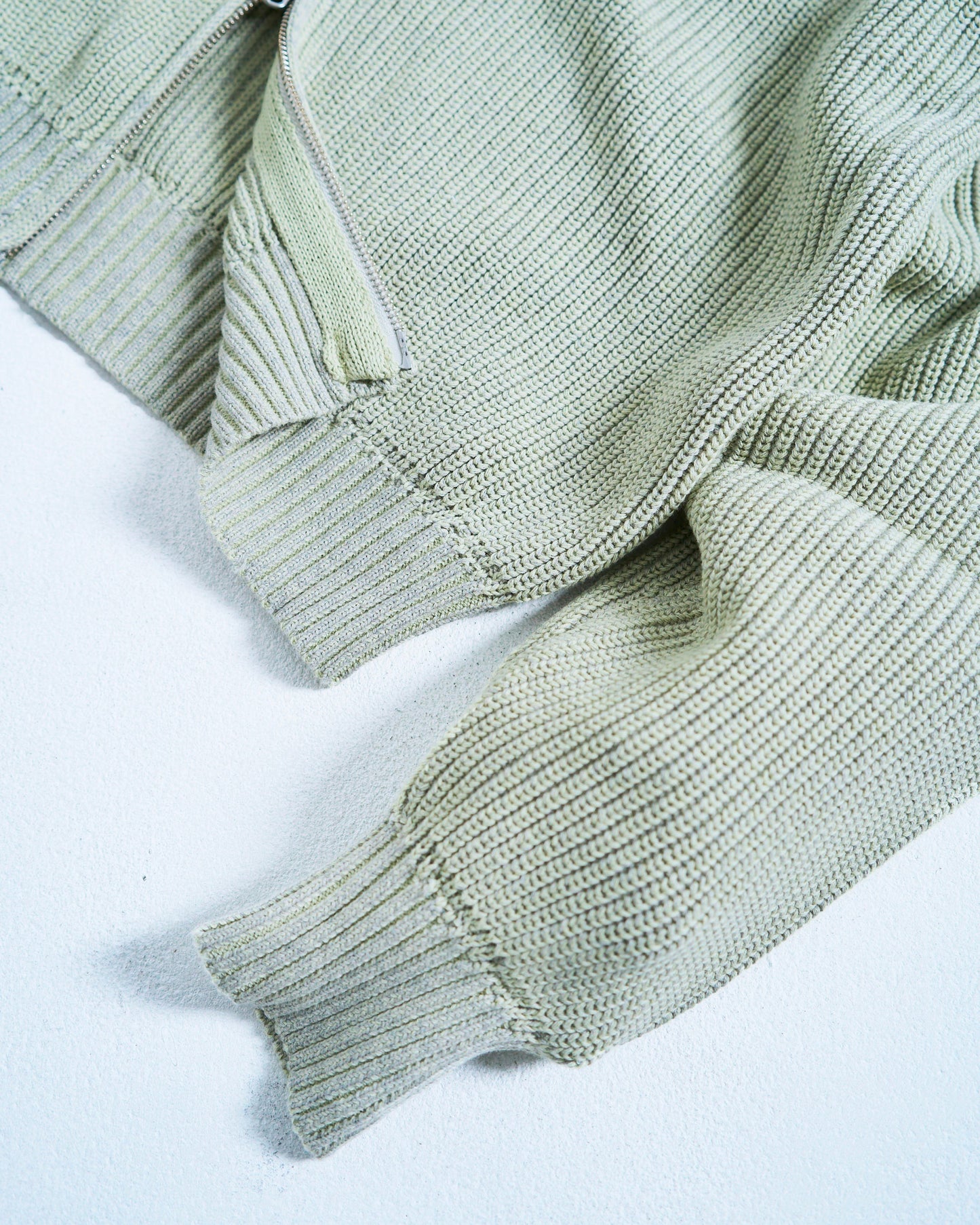 double zip mix yarn knit hoodie