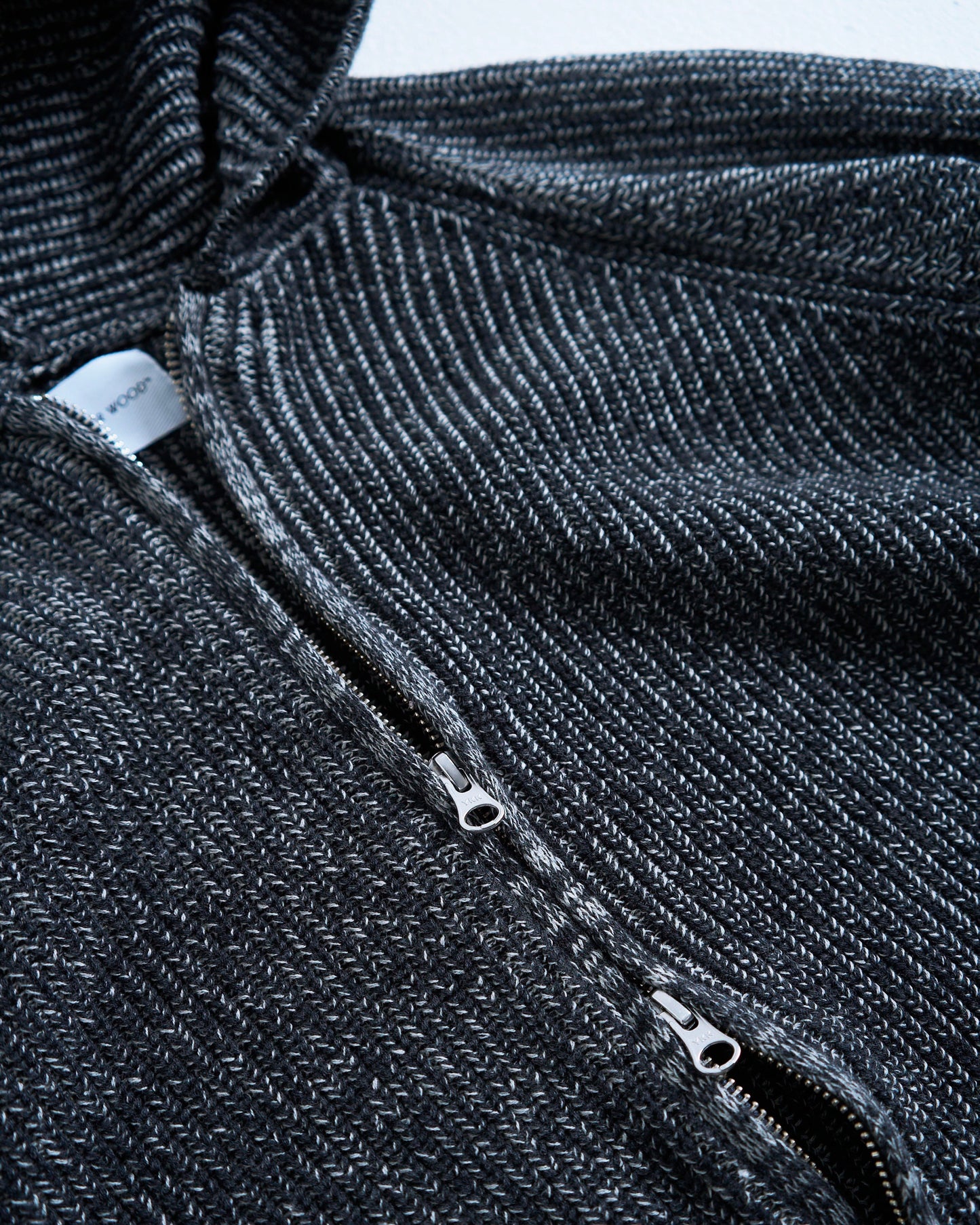 double zip mix yarn knit hoodie