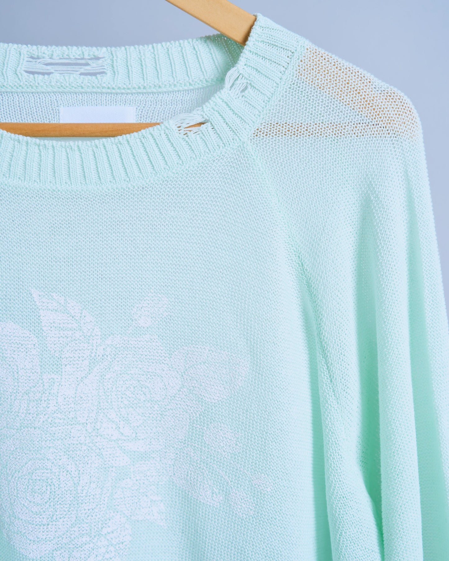 flower paint broken long sleeve sheer sweater