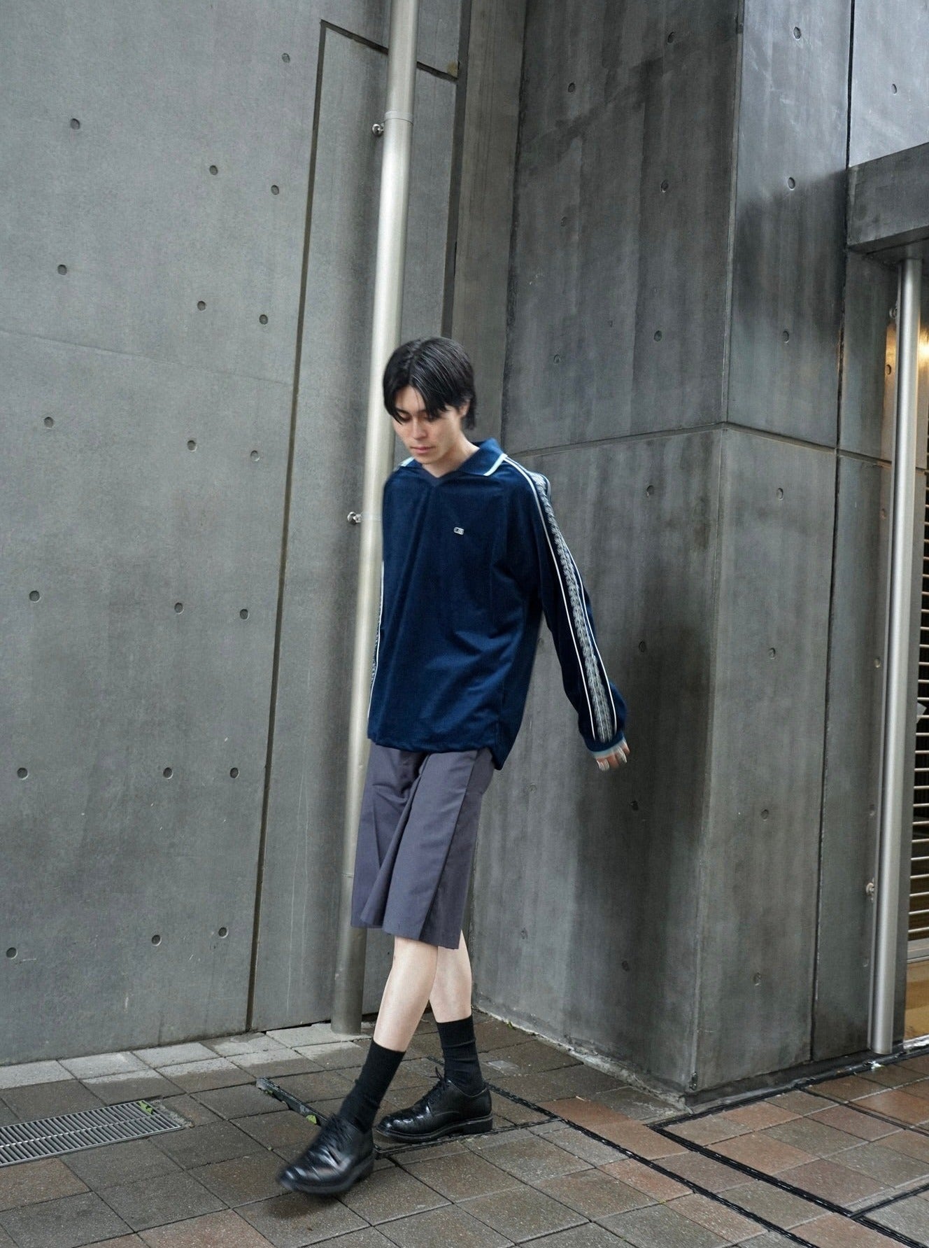 flower embroidery line velour skipper game shirt