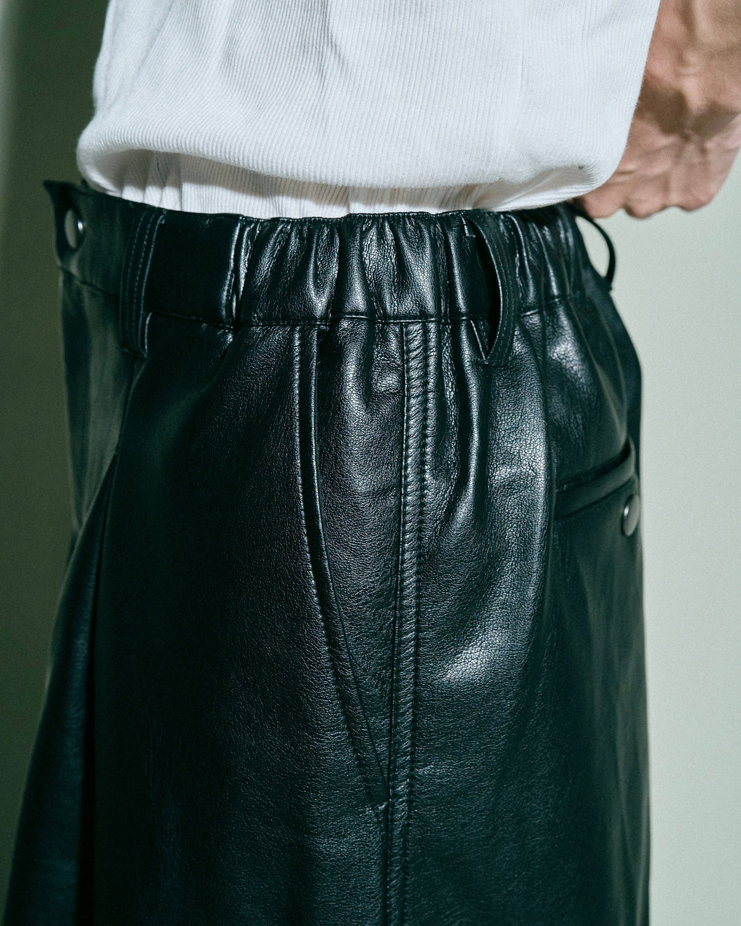wide baggy faux leather parachute cargo trouser