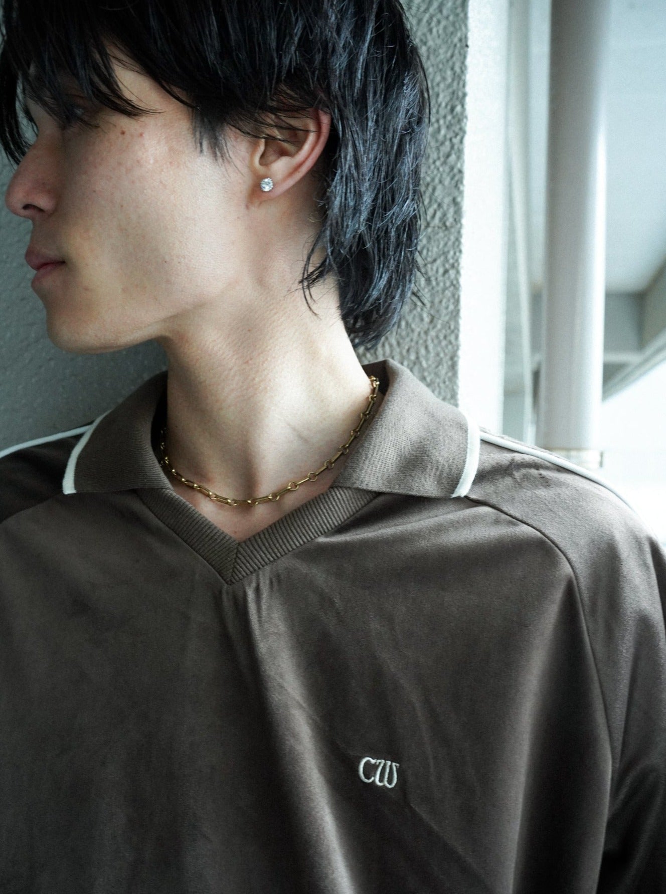 flower embroidery line velour skipper game shirt