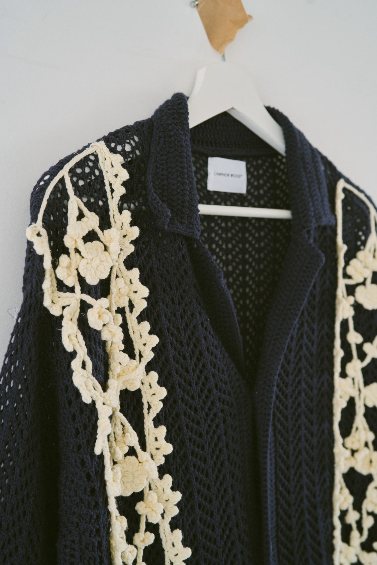 hand knit flower line Cuba shirt cardigan