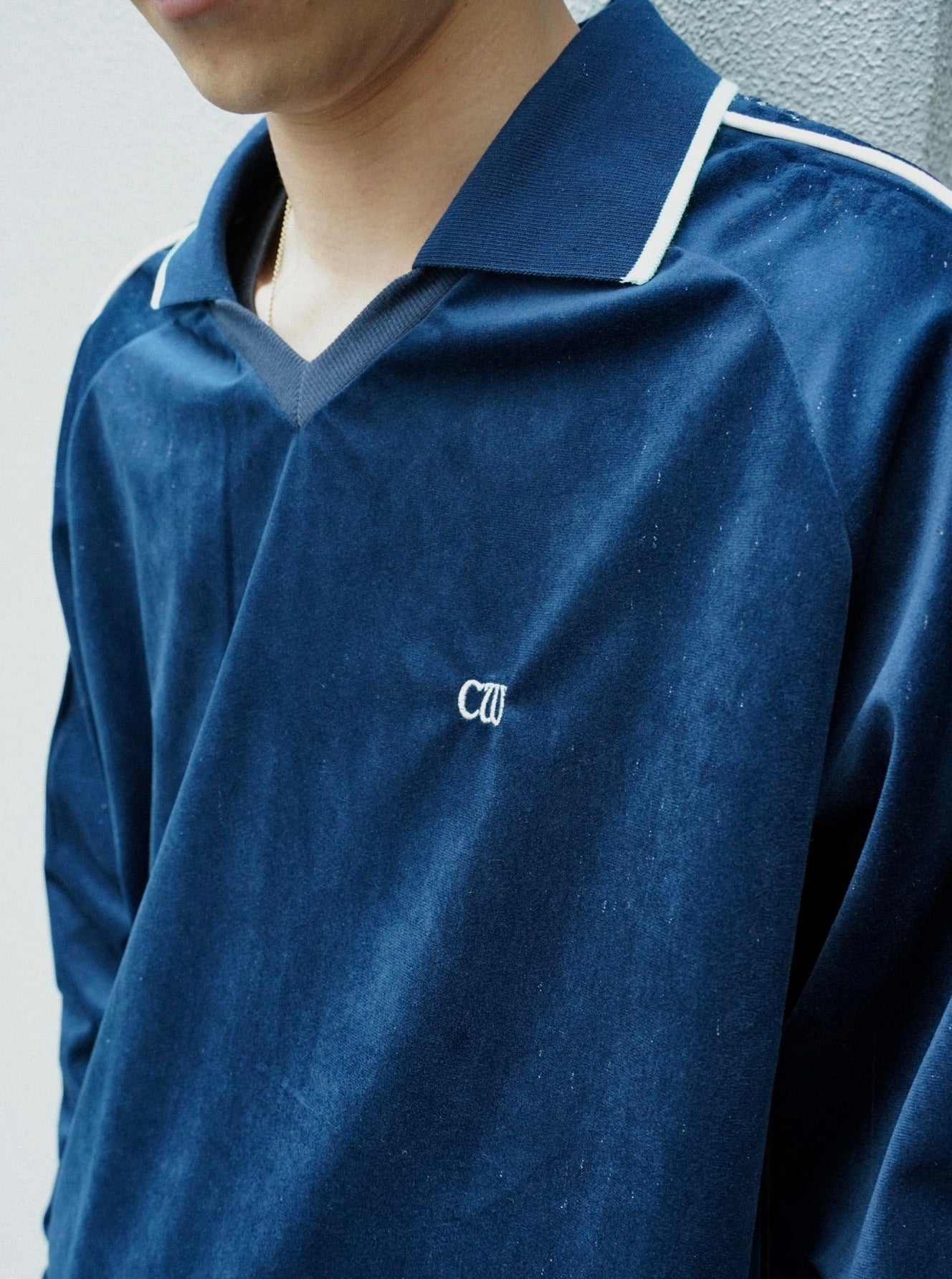 flower embroidery line velour skipper game shirt