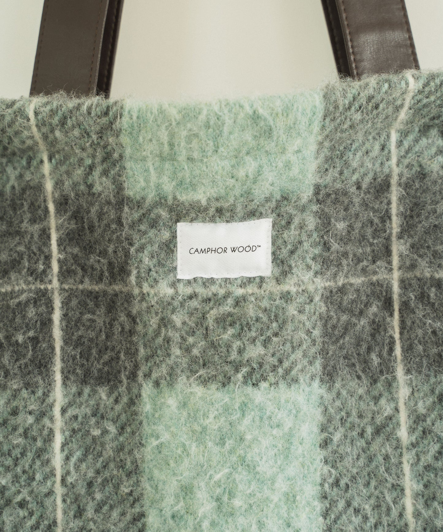 mohair mix check big tote bag