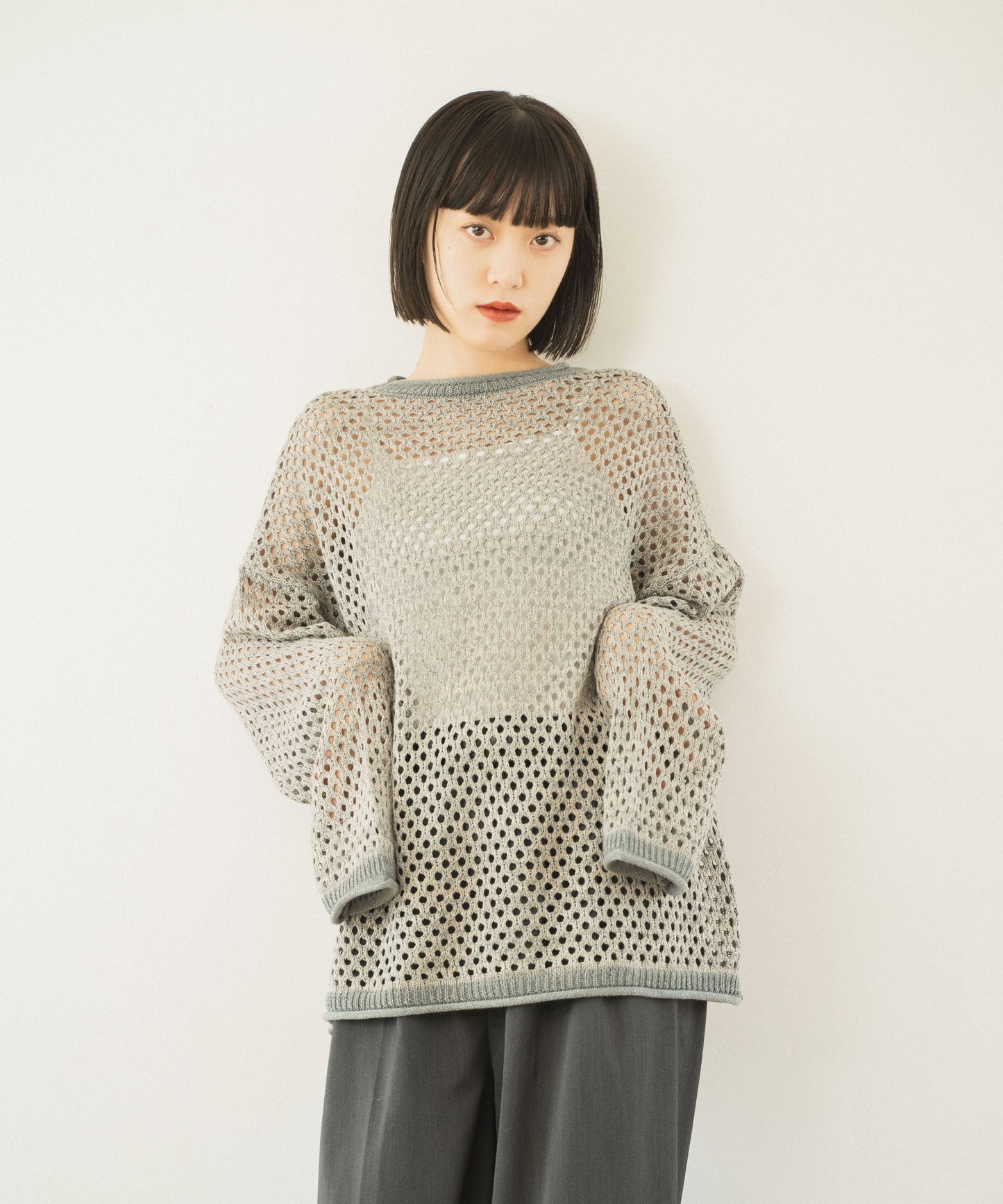 mech knit bicolor tops