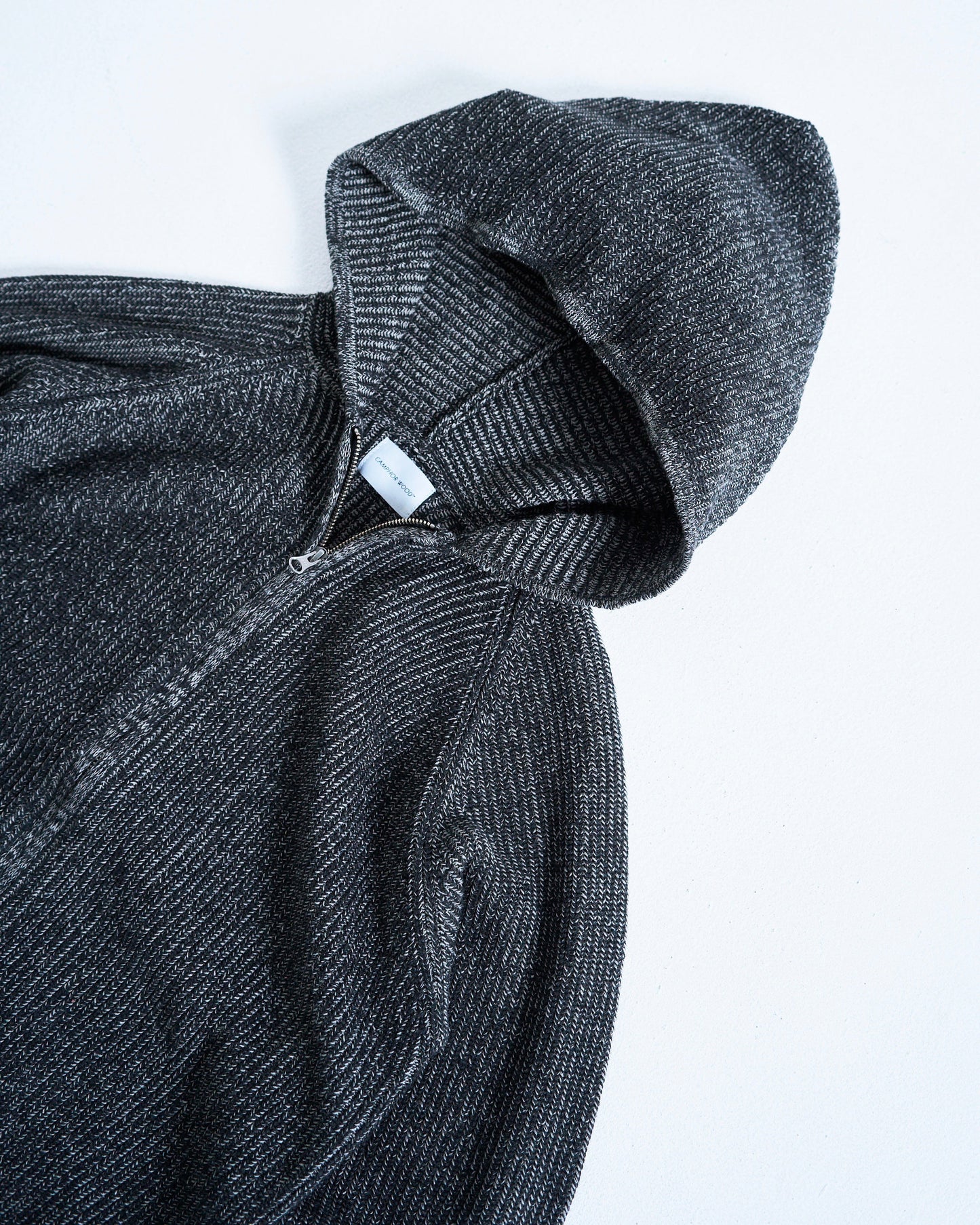 double zip mix yarn knit hoodie