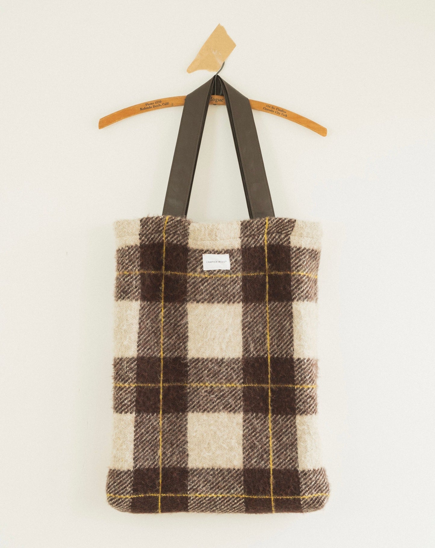 mohair mix check big tote bag