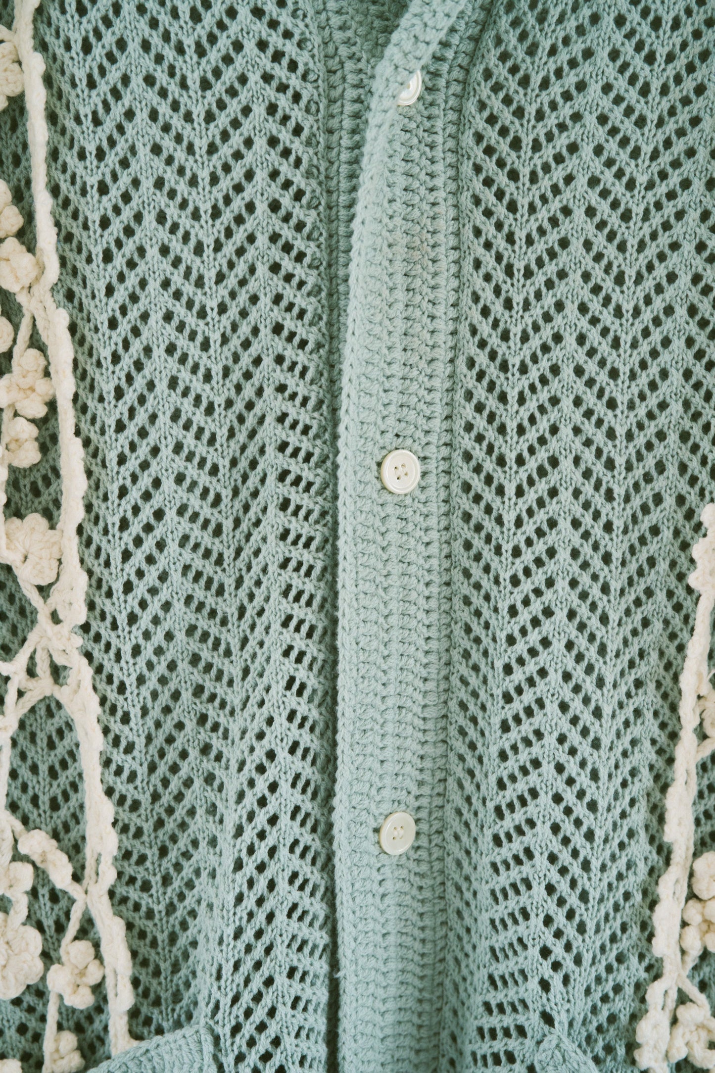 hand knit flower line Cuba shirt cardigan