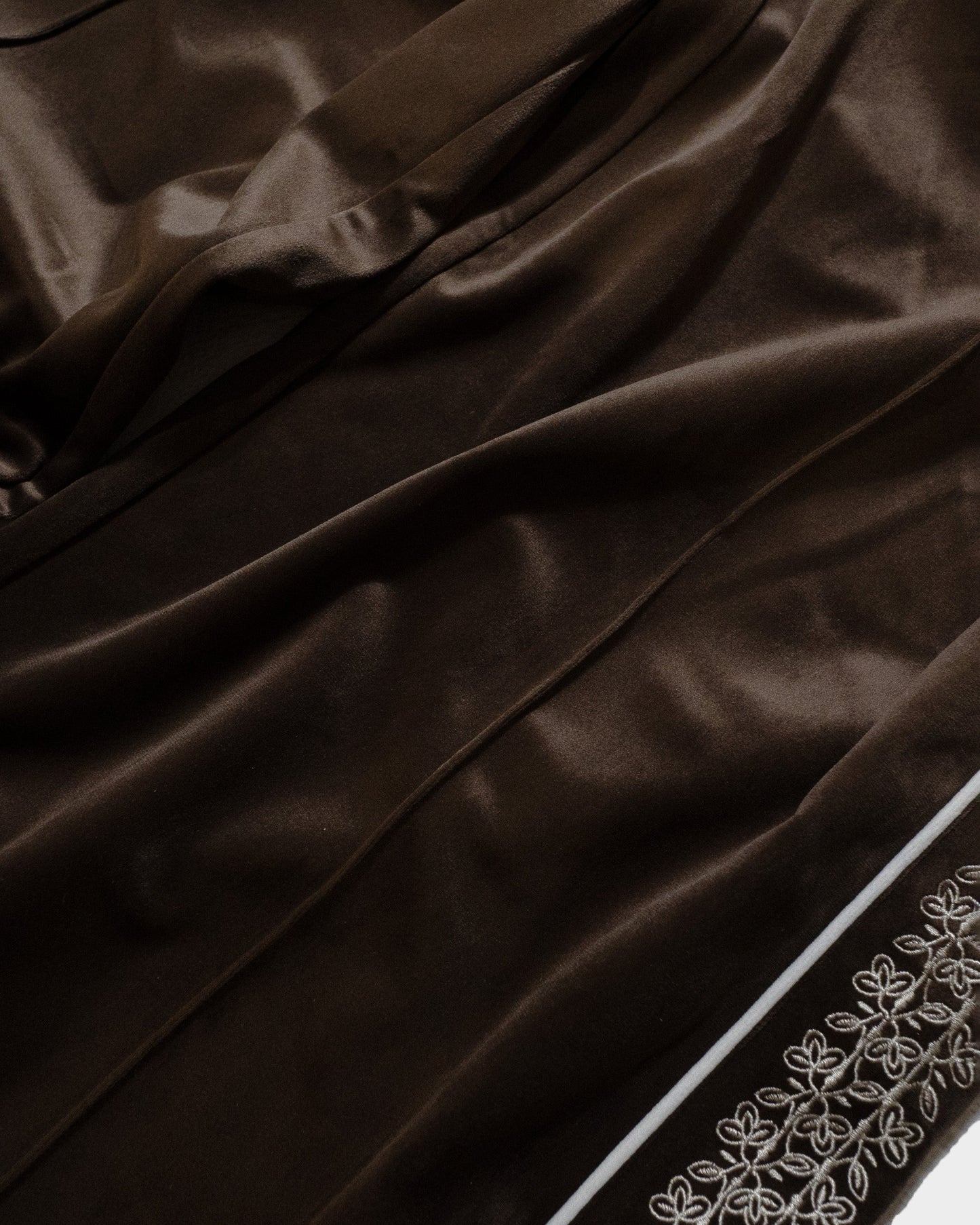 velvet flower embroidery line baggy track pants