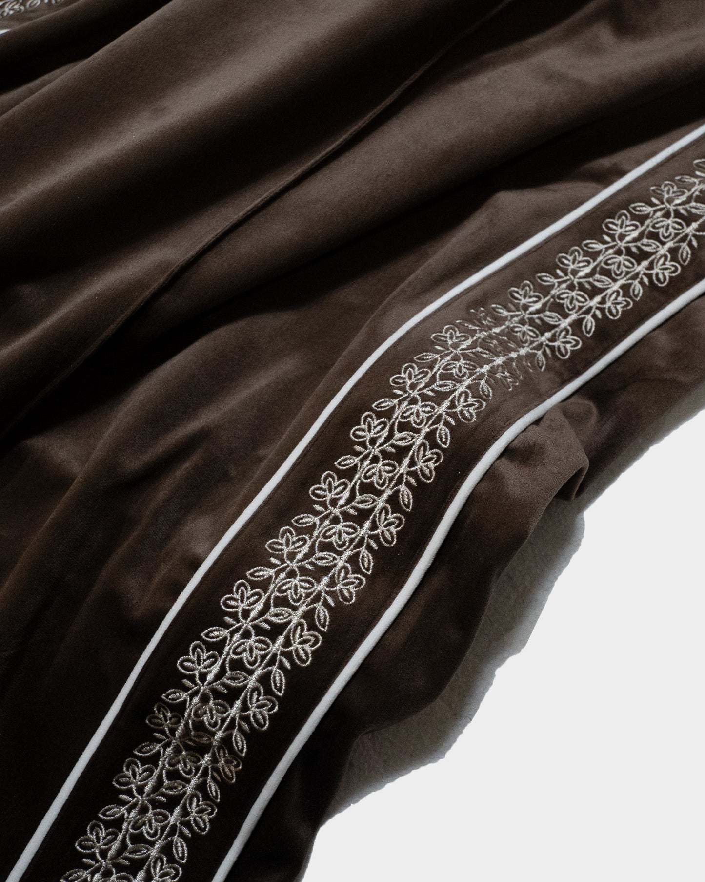 velvet flower embroidery line baggy track pants