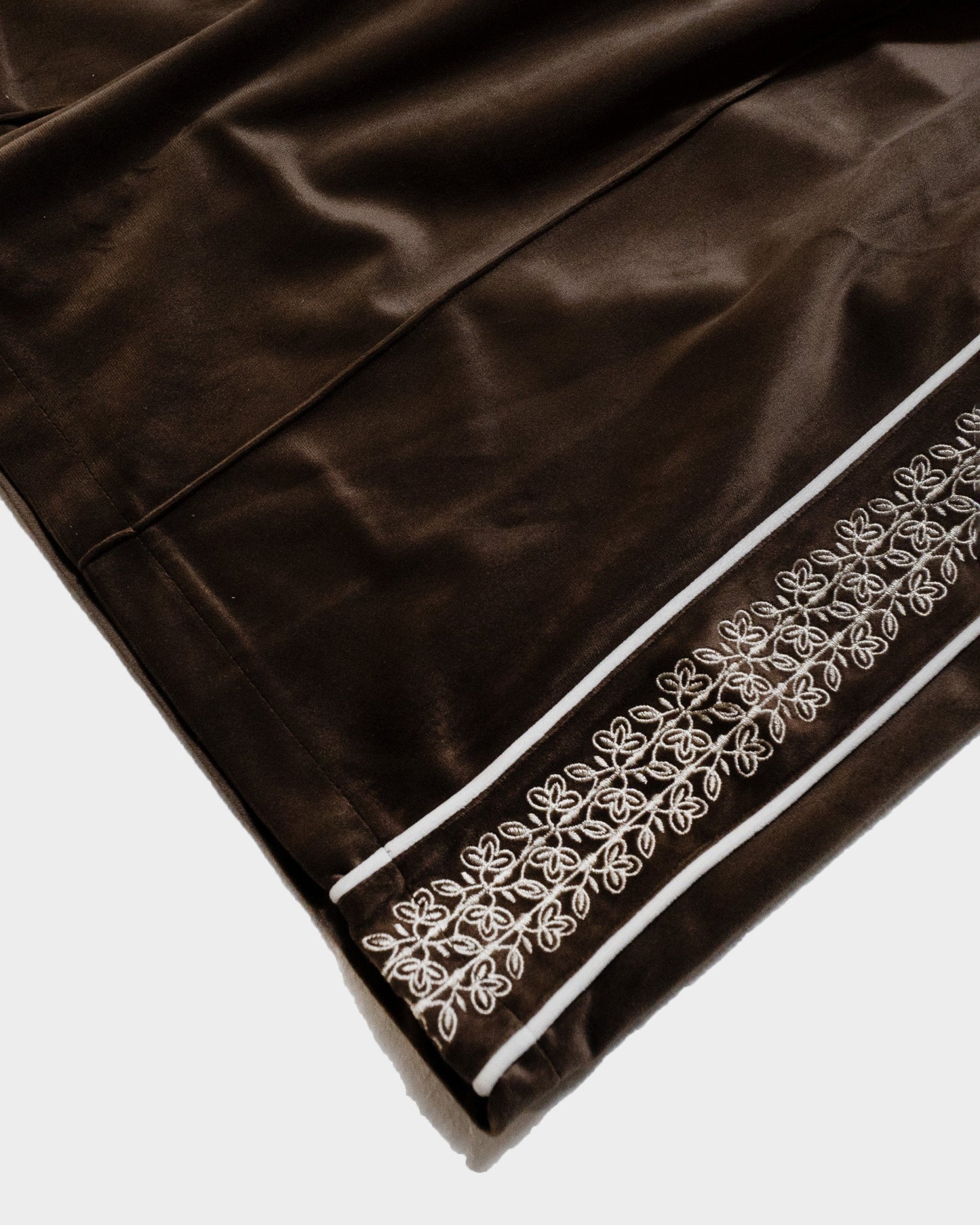 velvet flower embroidery line baggy track pants