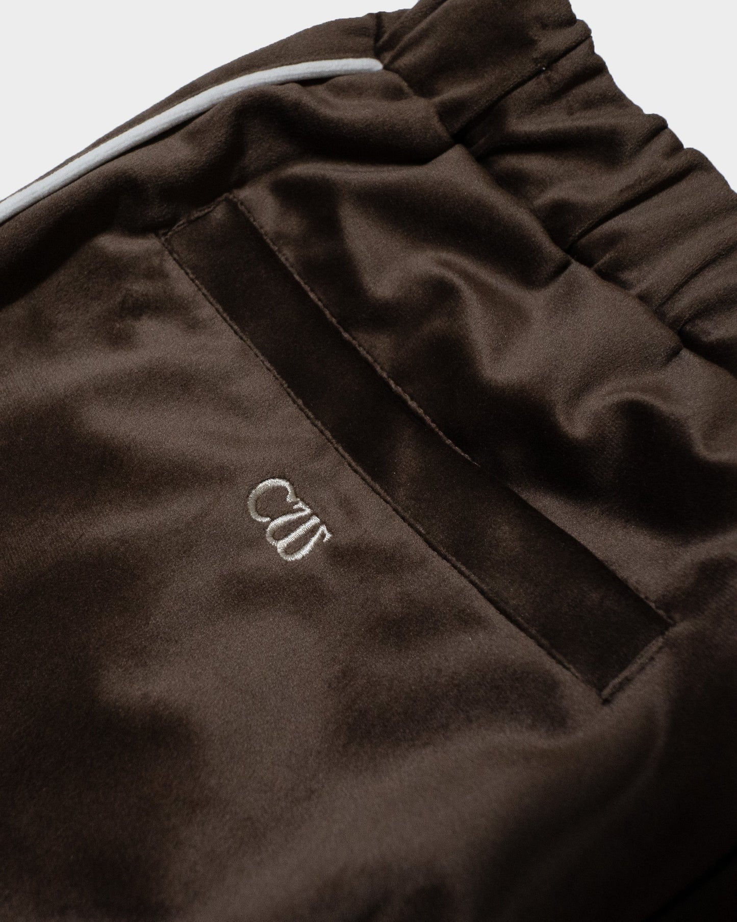 velvet flower embroidery line baggy track pants