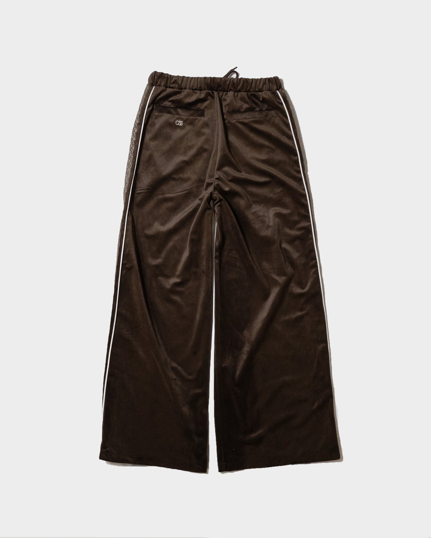 velvet flower embroidery line baggy track pants