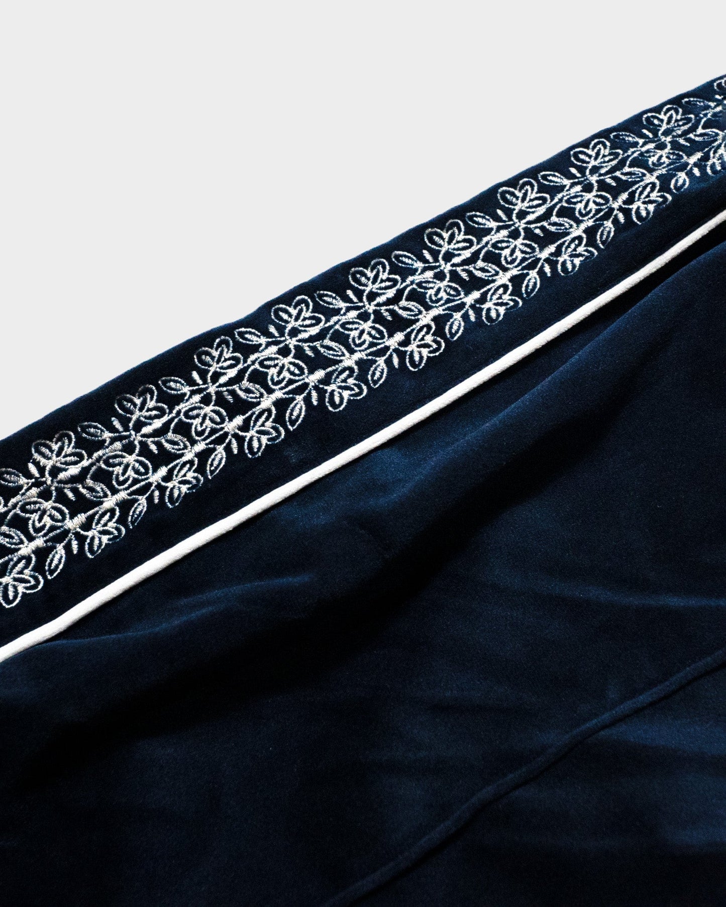 velvet flower embroidery line baggy track pants