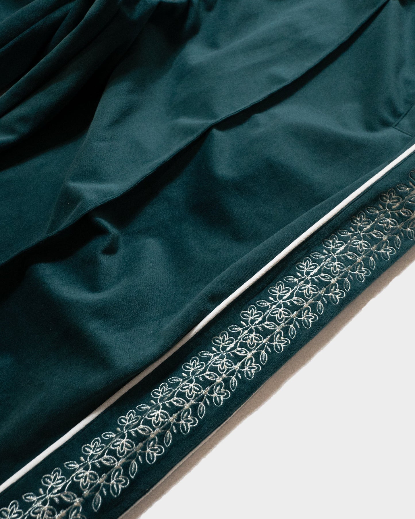 velvet flower embroidery line baggy track pants