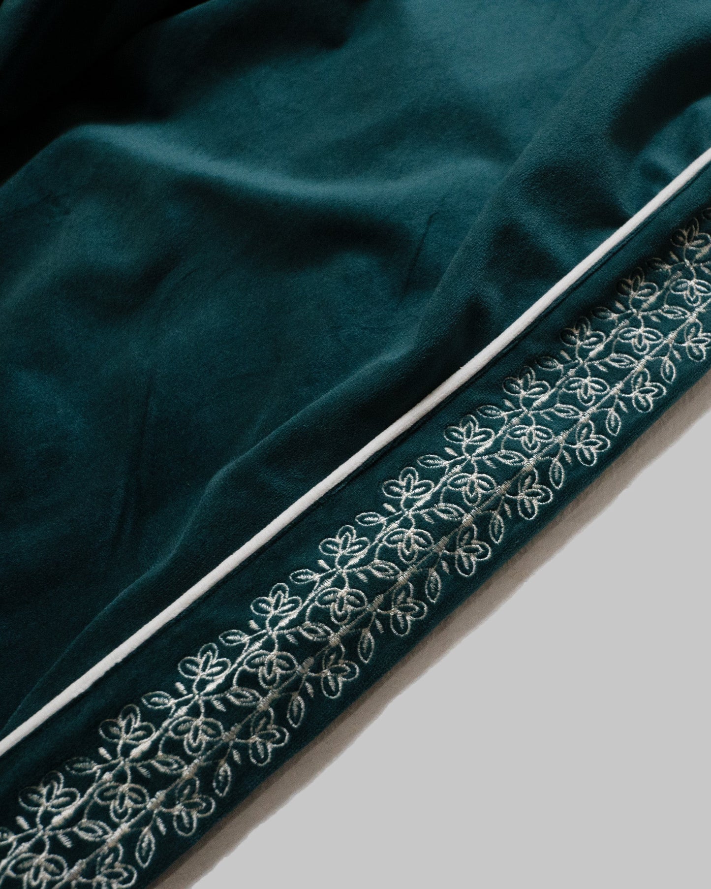 velvet flower embroidery line baggy track pants