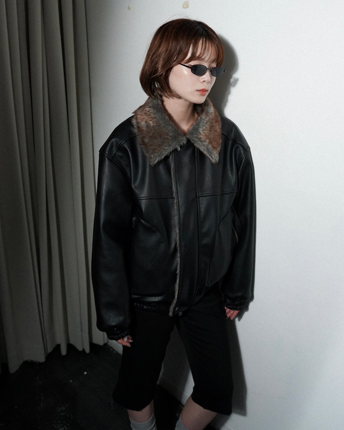 leather/fur faux reversible flight jacket (発送予定:2025年11月上旬~)