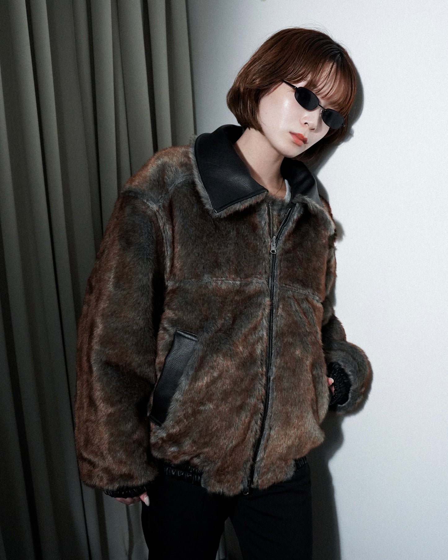 leather/fur faux reversible flight jacket (発送予定:2025年11月上旬~)