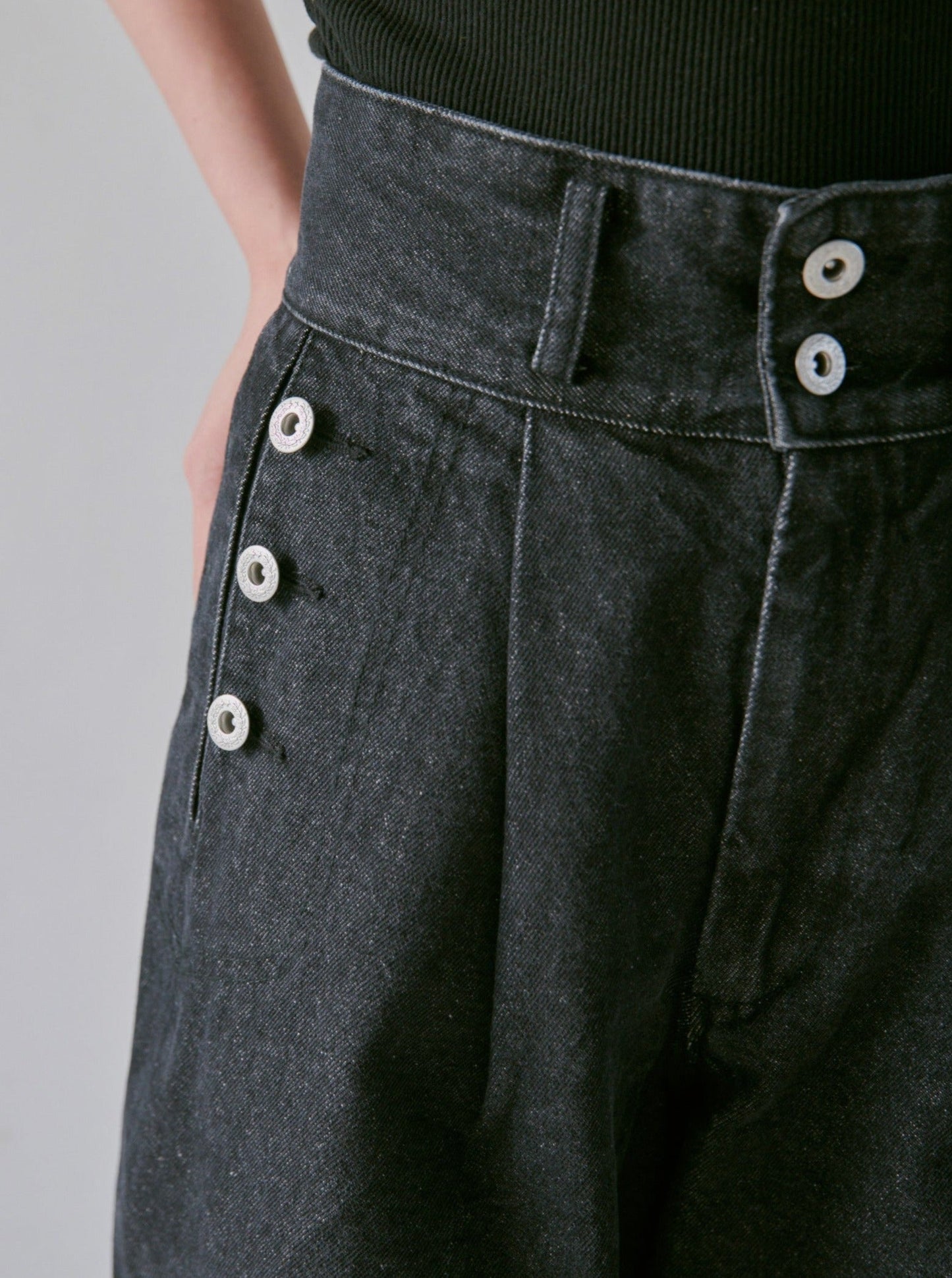 laceup wide baggy sailor denim