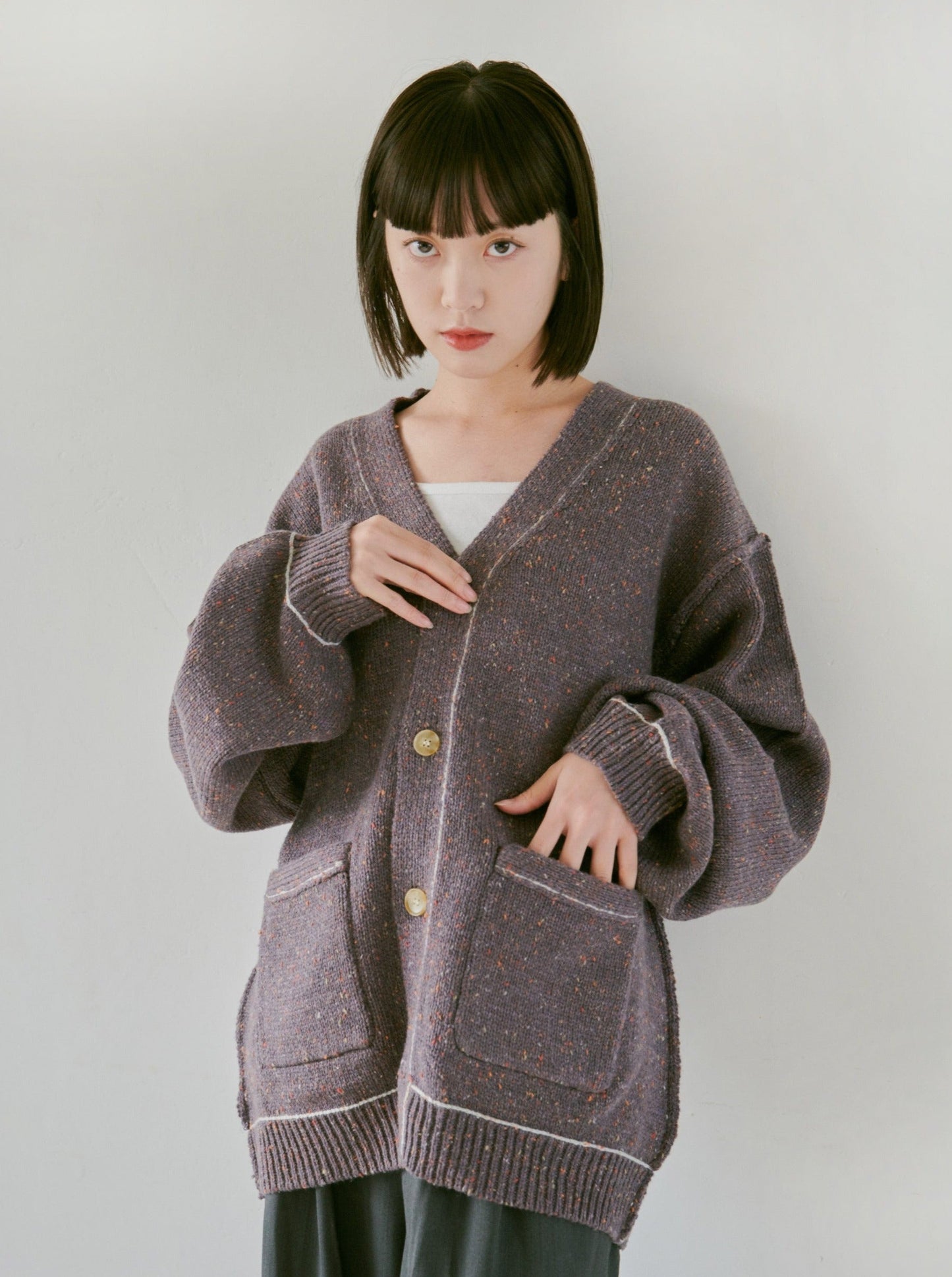 nep stitching loose cardigan