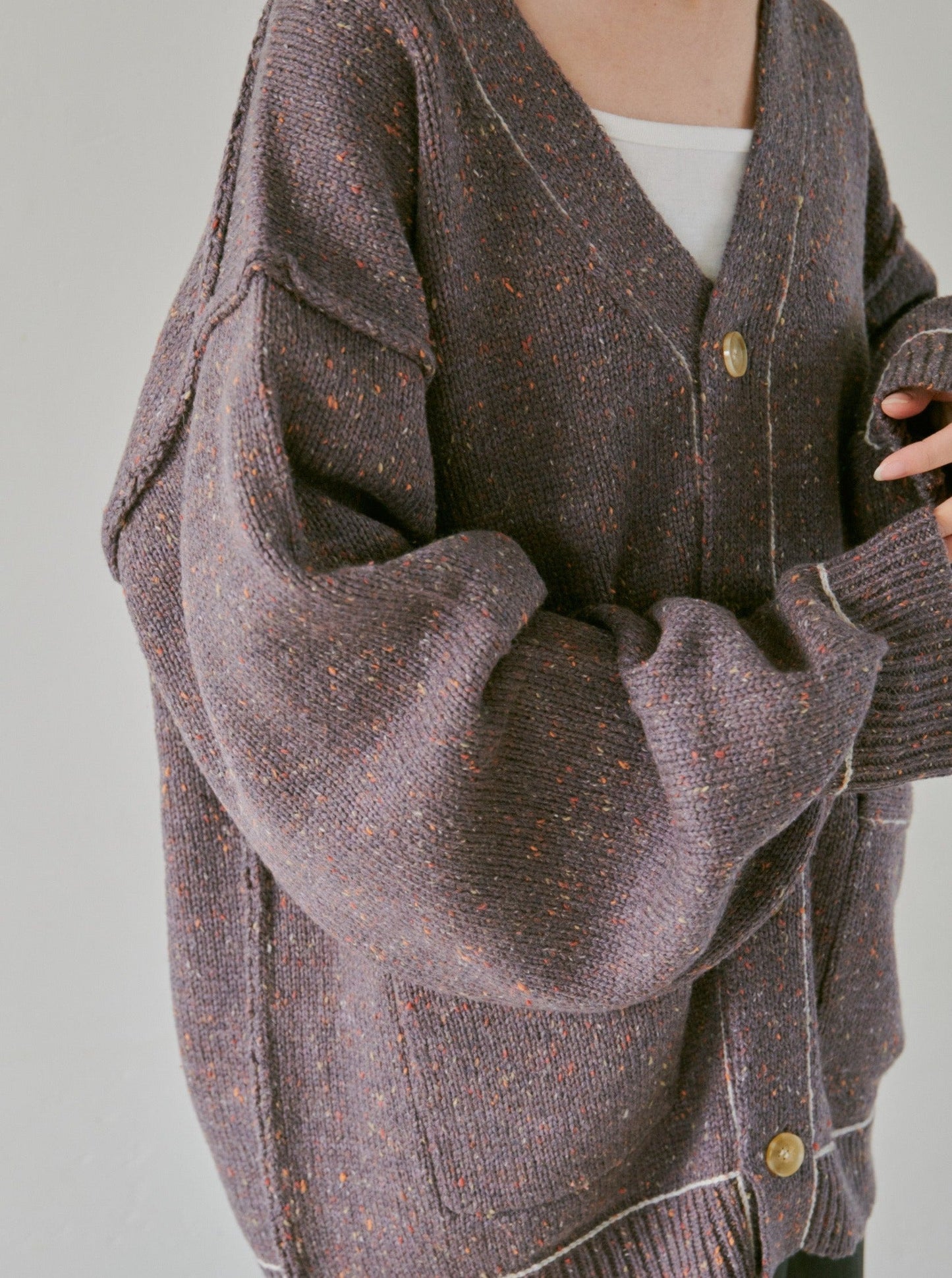nep stitching loose cardigan